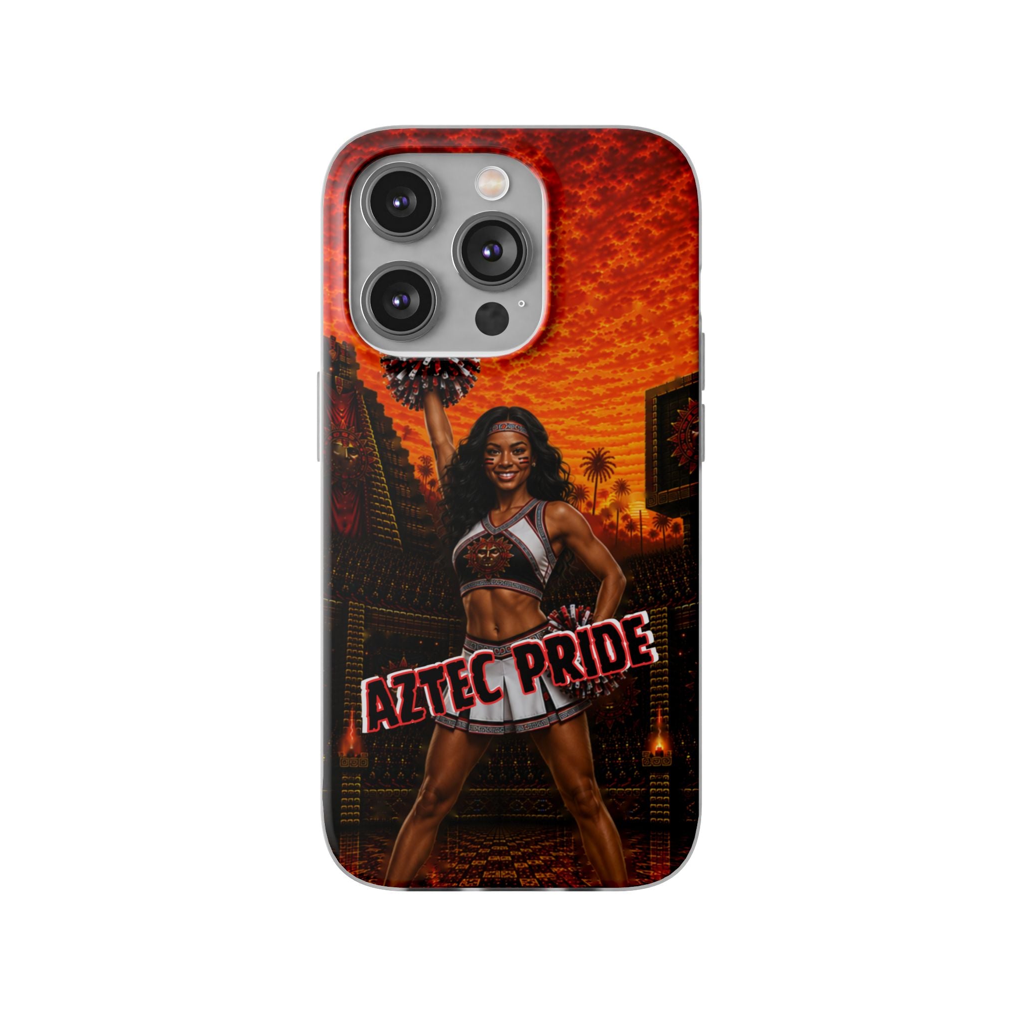 Aztec Cheerleader Warrior – Flexi Phone Case (iPhone & Samsung • Clear TPU • Made & Shipped in the USA • 🚚 FREE USA Shipping • Personalized Option)