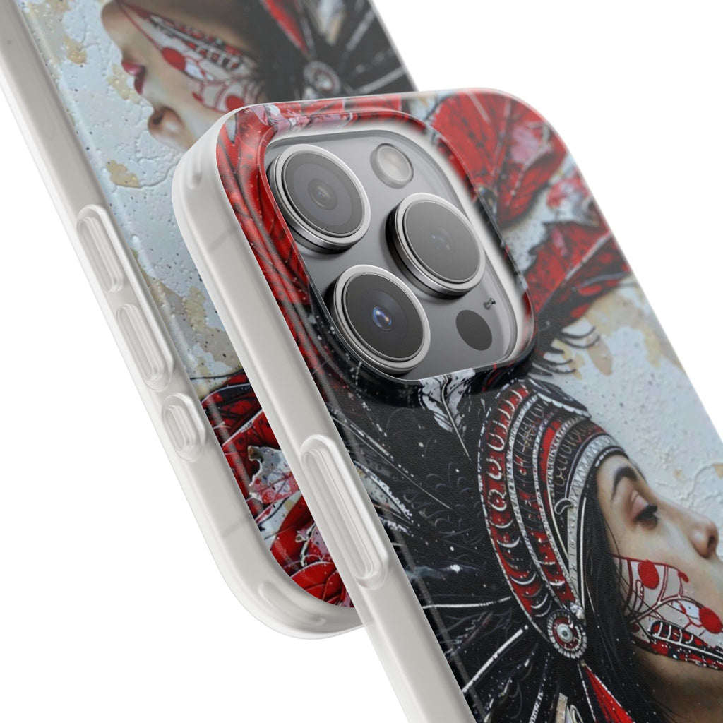 Aztec Silent Goddess – Flexi Phone Case (iPhone & Samsung • Clear TPU • Made in USA • Personalized Option)