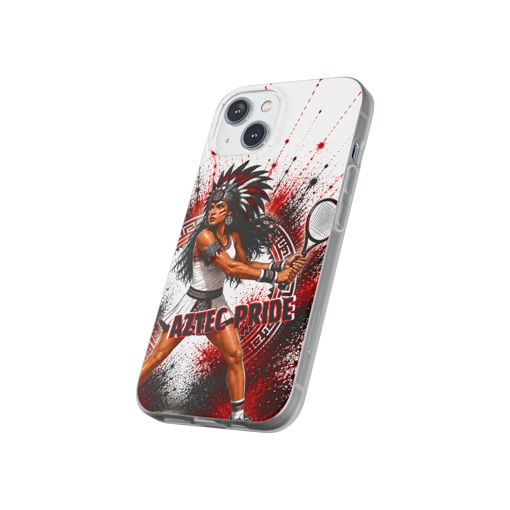 Aztec Tennis Female Warrior – Flexi Phone Case (iPhone & Samsung • Clear TPU • Made & Shipped in the USA • 🚚 FREE USA Shipping • Personalized Option)