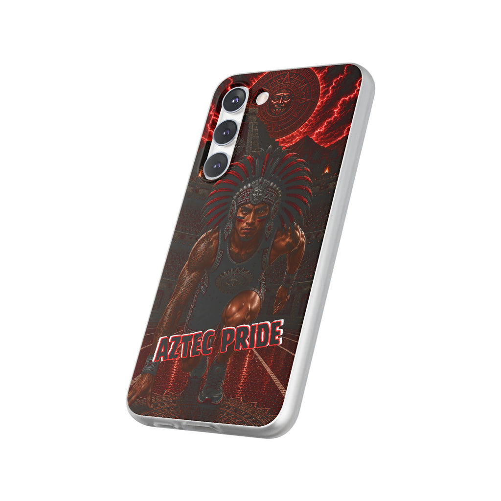 Aztec Track & Field Male Warrior – Flexi Phone Case (iPhone & Samsung • Clear TPU • Made & Shipped in the USA • 🚚 FREE USA Shipping • Personalized Option)