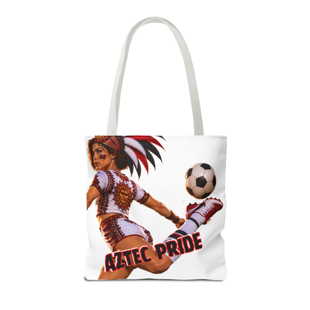 Aztec Soccer Female Warrior Tote Bag | Aztec-Inspired AI Art • Made & Shipped in the USA • 🚚 FREE USA Shipping • FREE Personalization