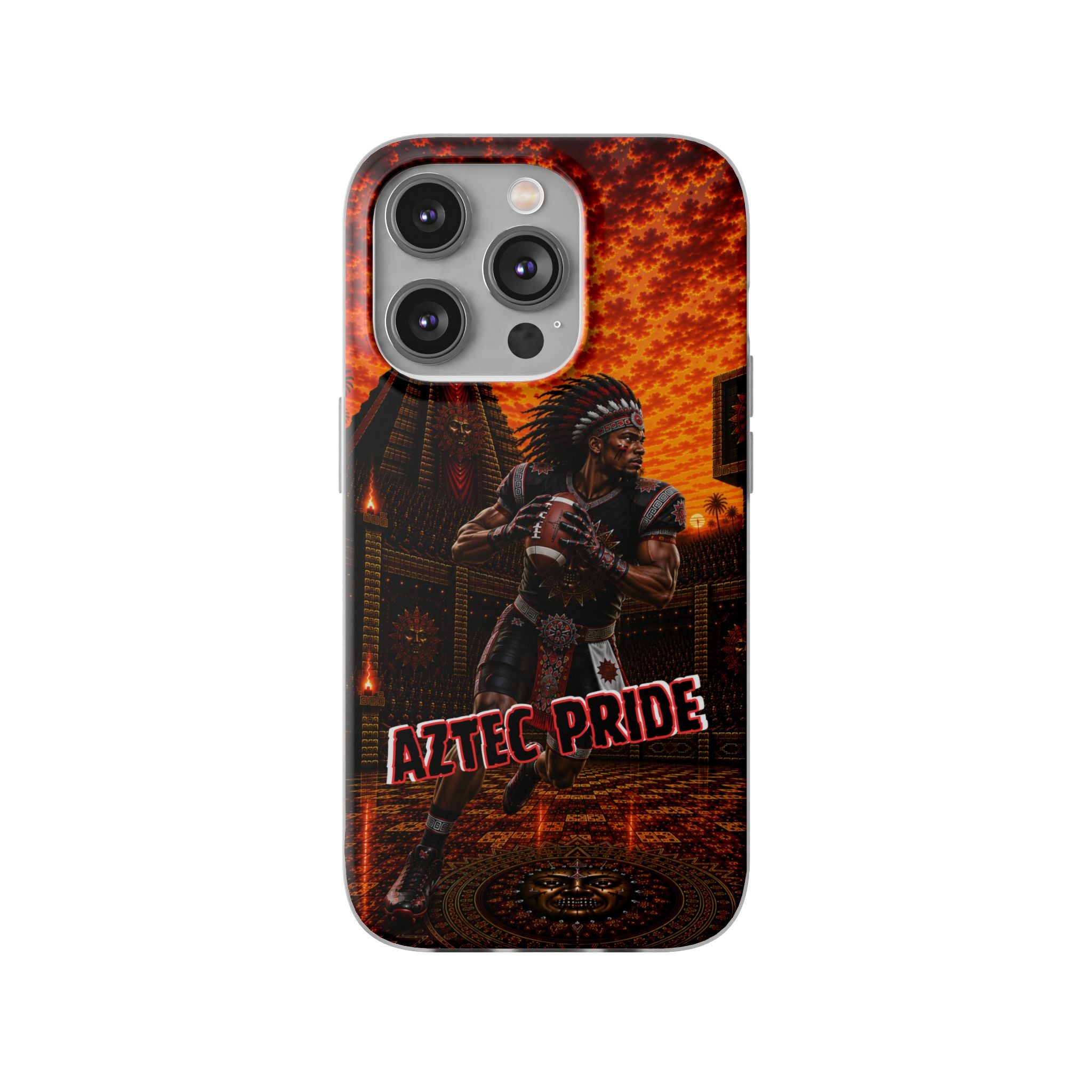 Aztec Football Warrior – Flexi Phone Case (iPhone & Samsung • Clear TPU • Made & Shipped in the USA • 🚚 FREE USA Shipping • Personalized Option)