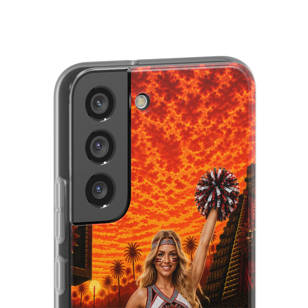 Aztec Cheerleader Warrior – Flexi Phone Case (iPhone & Samsung • Clear TPU • Made & Shipped in the USA • 🚚 FREE USA Shipping • Personalized Option)