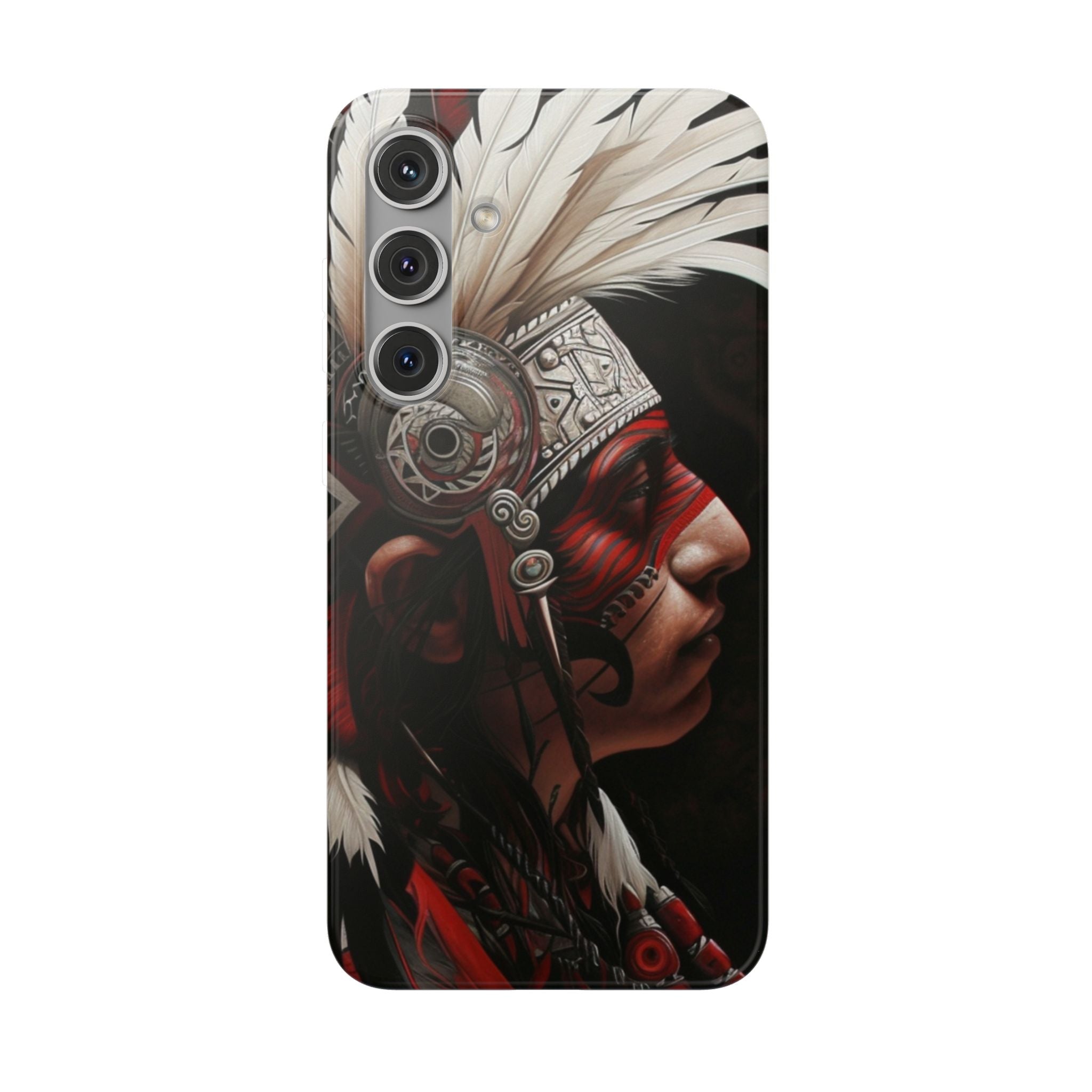 Aztec Warrior King – Flexi Phone Case (iPhone & Samsung • Clear TPU • Made in USA • Personalized Option)