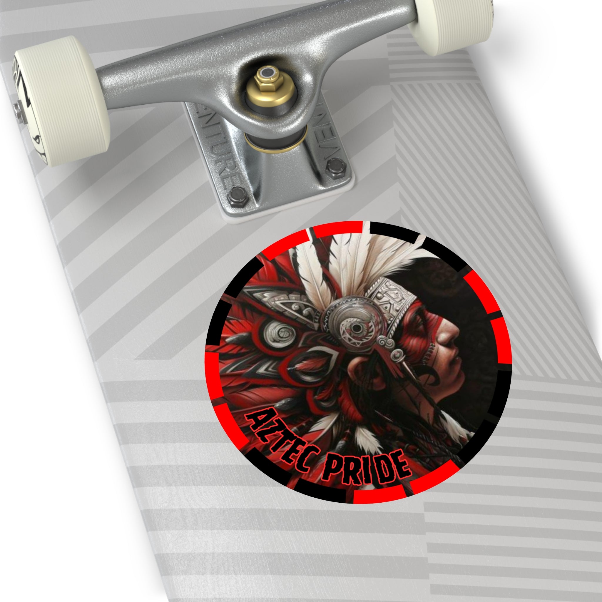Aztec Warrior King Round Vinyl Sticker – Waterproof Matte Decal (2”–6”)