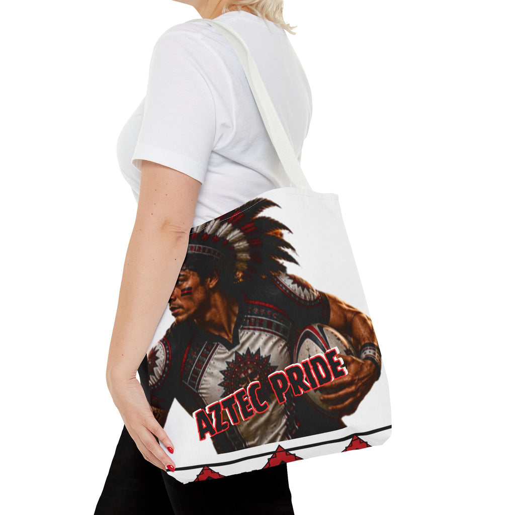 Aztec Rugby Male Warrior Tote Bag | Aztec-Inspired AI Art • Made & Shipped in the USA • 🚚 FREE USA Shipping • FREE Personalization