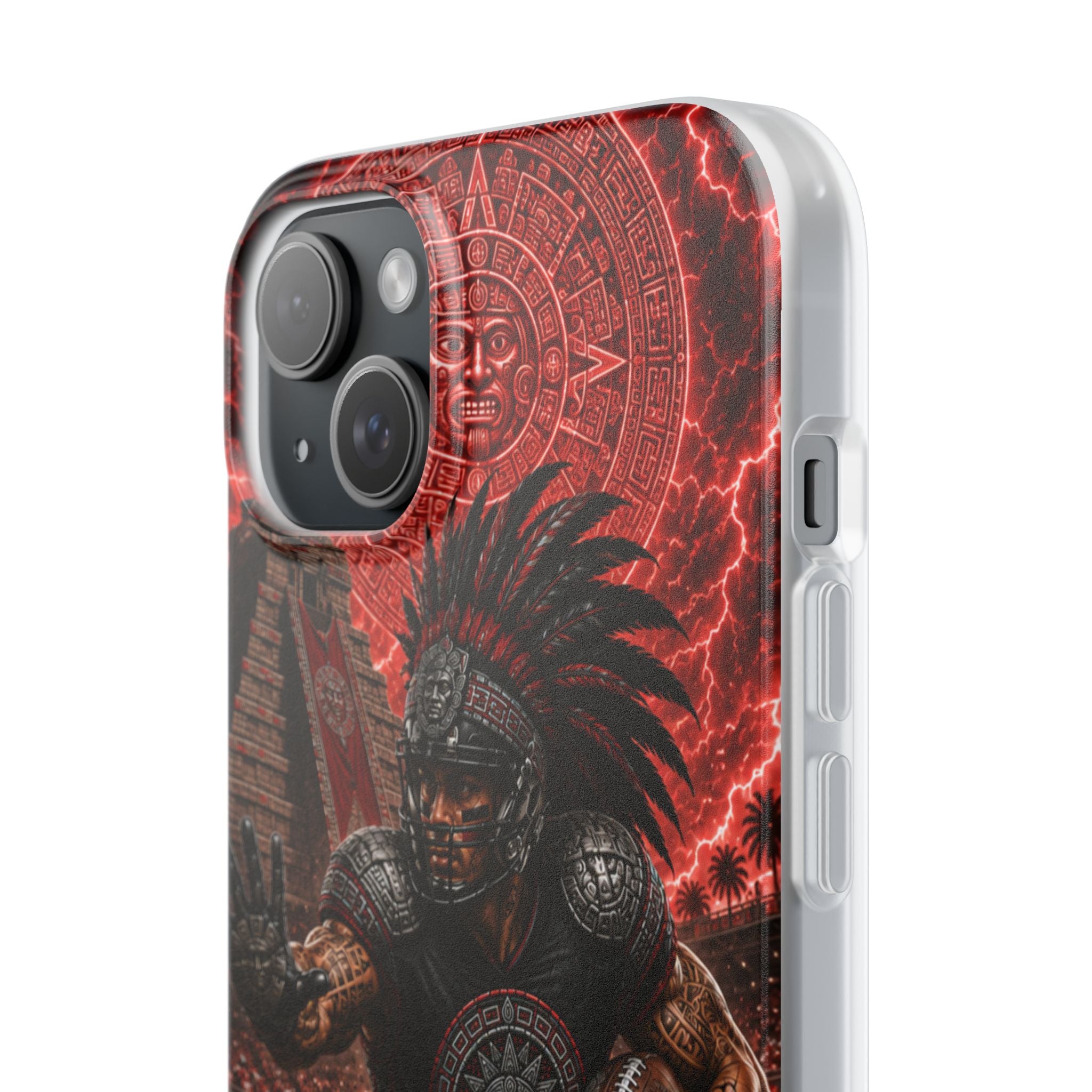 Aztec Football Warrior – Flexi Phone Case (iPhone & Samsung • Clear TPU • Made in USA • Personalized Option)