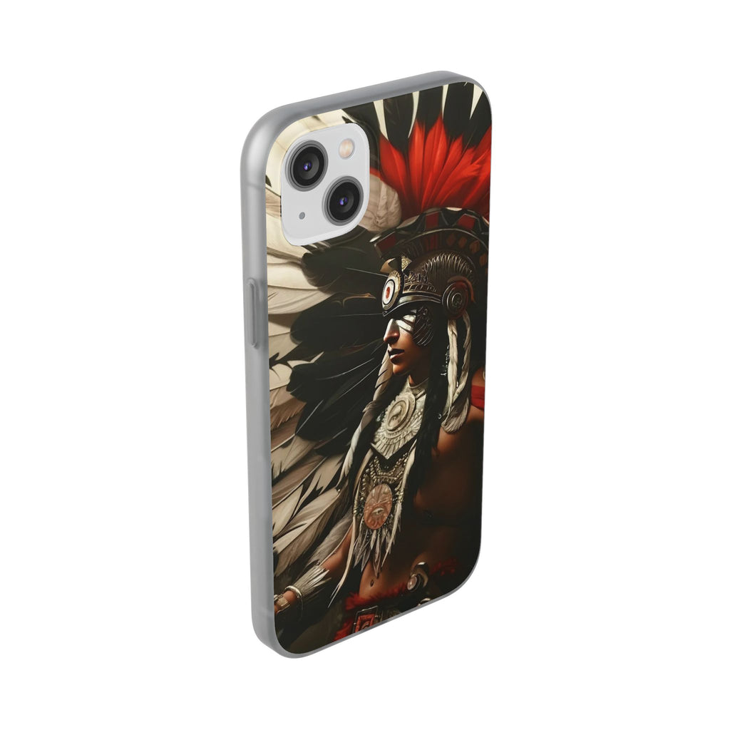 Aztec Fierce Warrior – Flexi Phone Case (iPhone & Samsung • Clear TPU • Made in USA • Personalized Option)