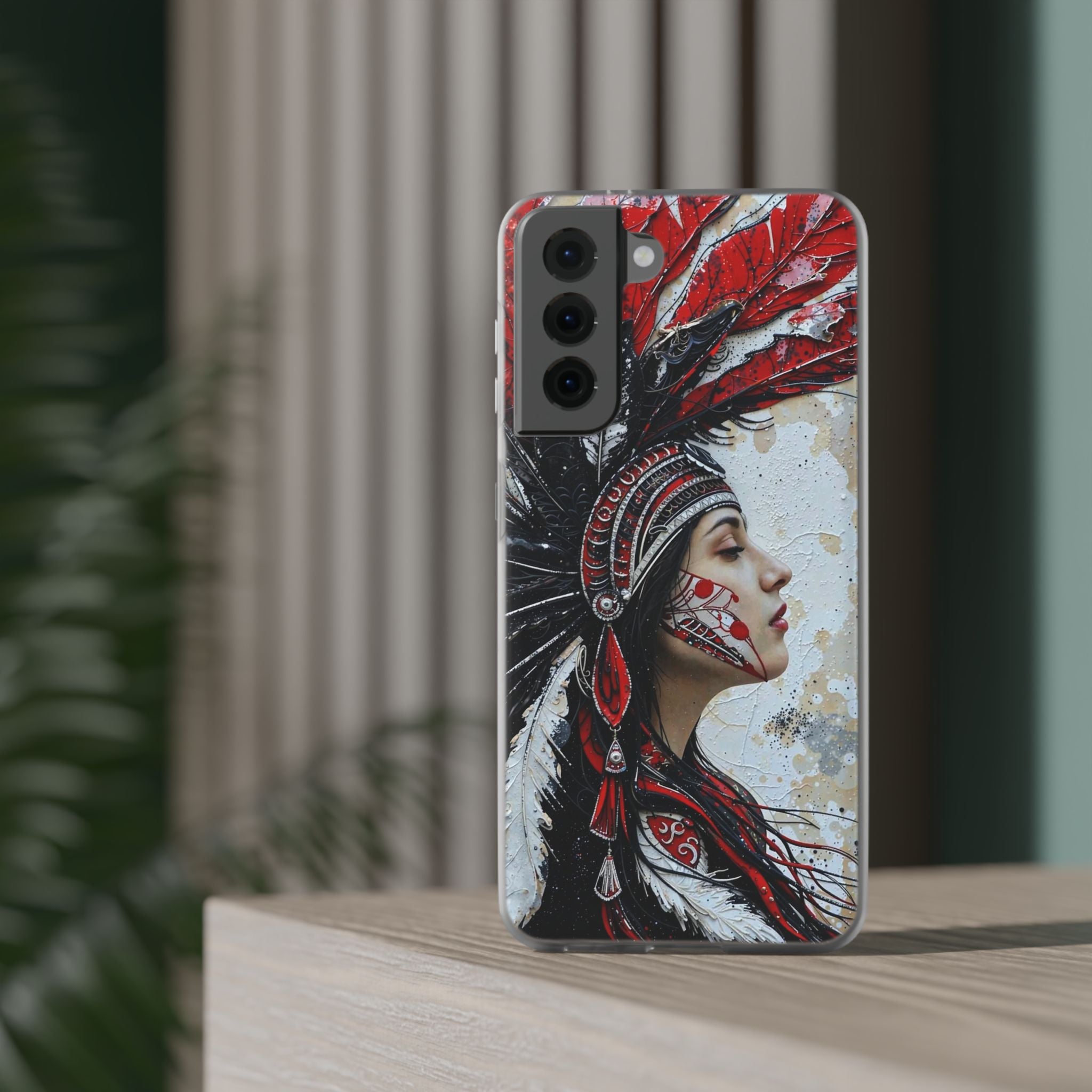 Aztec Silent Goddess – Flexi Phone Case (iPhone & Samsung • Clear TPU • Made in USA • Personalized Option)