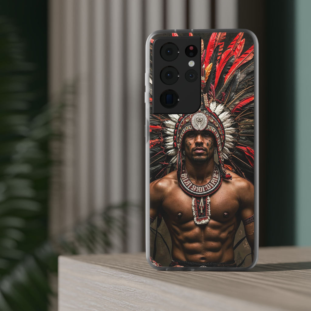 Aztec Warrior Eagle – Flexi Phone Case (iPhone & Samsung • Clear TPU • Made in USA • Personalized Option)