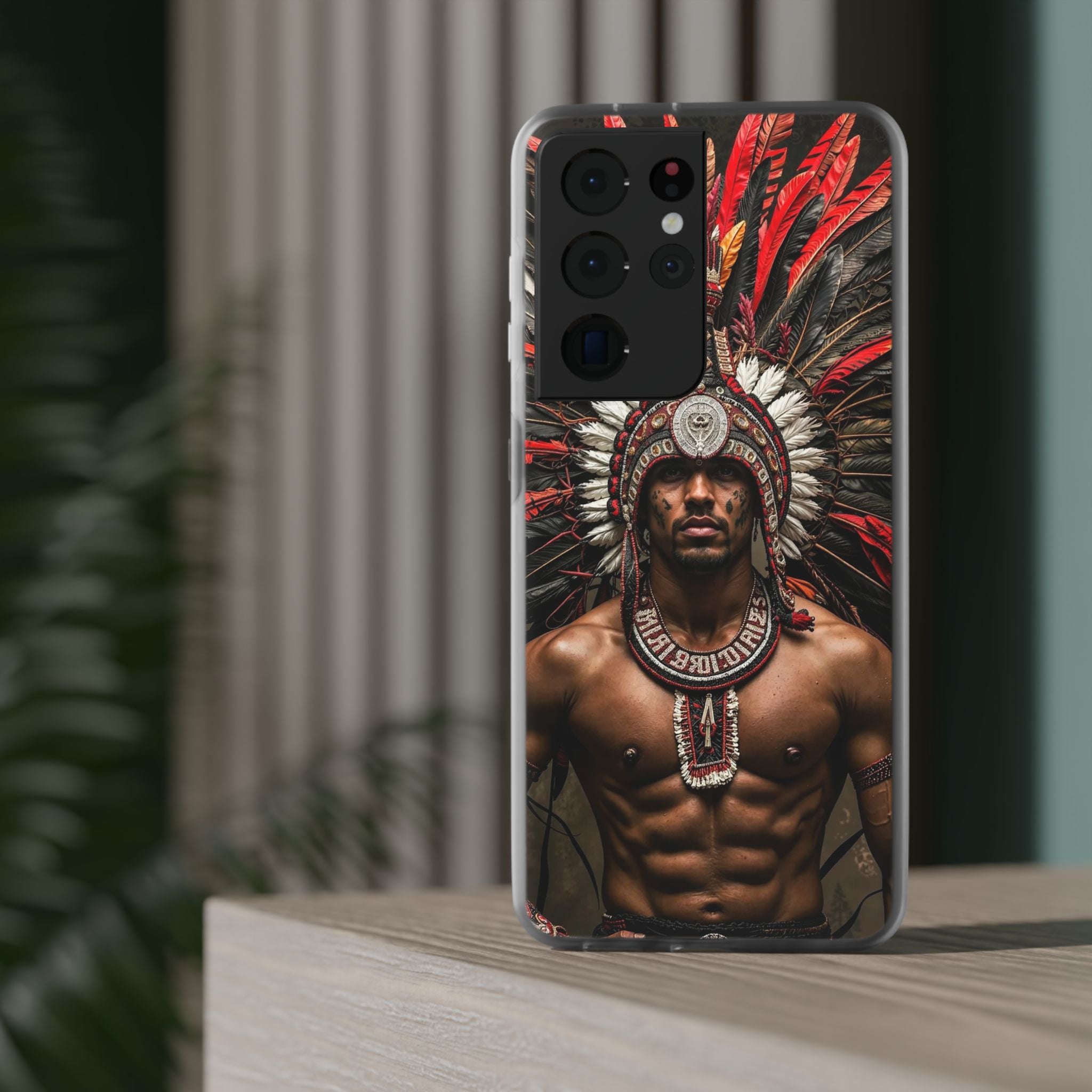 Aztec Warrior Eagle – Flexi Phone Case (iPhone & Samsung • Clear TPU • Made in USA • Personalized Option)