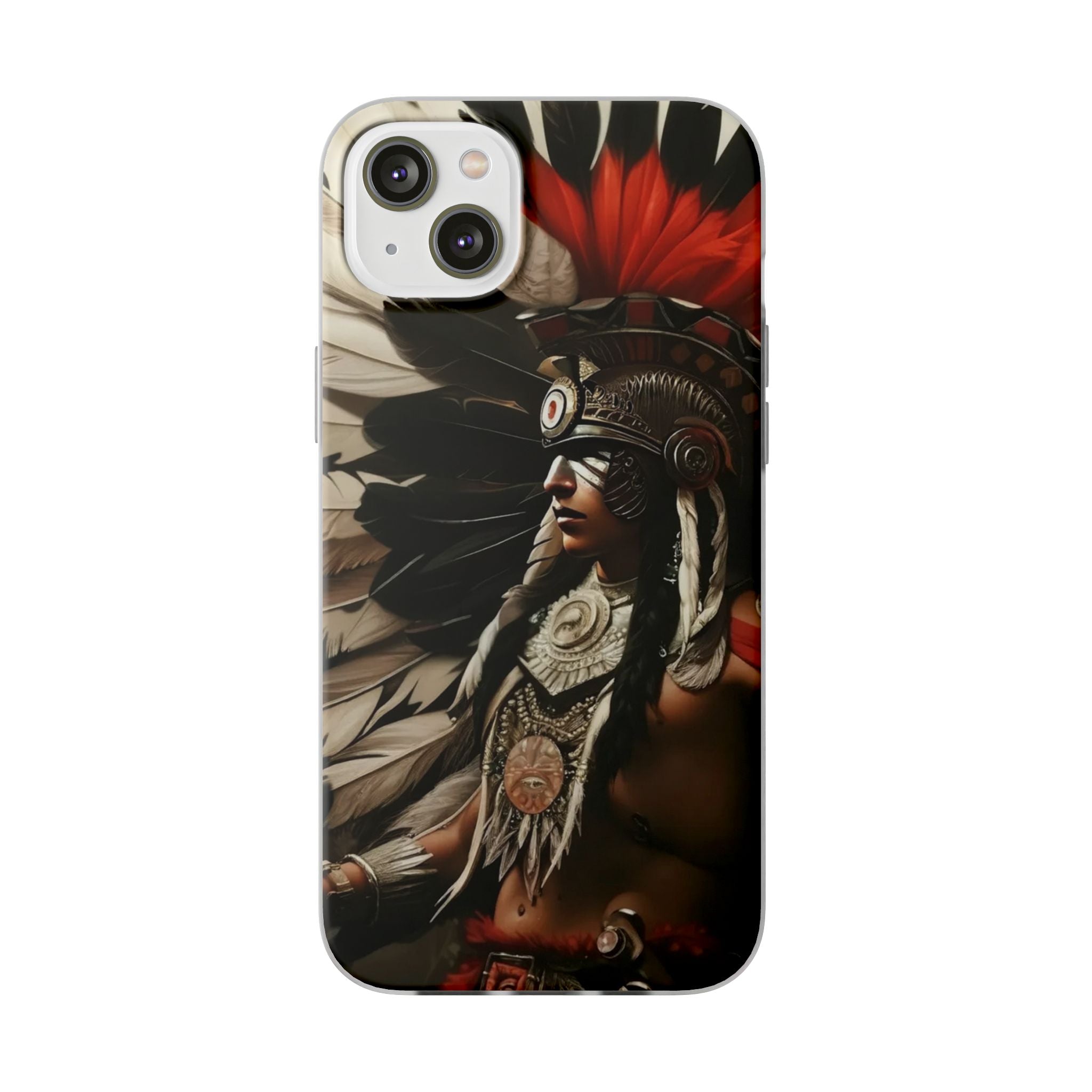 Aztec Fierce Warrior – Flexi Phone Case (iPhone & Samsung • Clear TPU • Made in USA • Personalized Option)