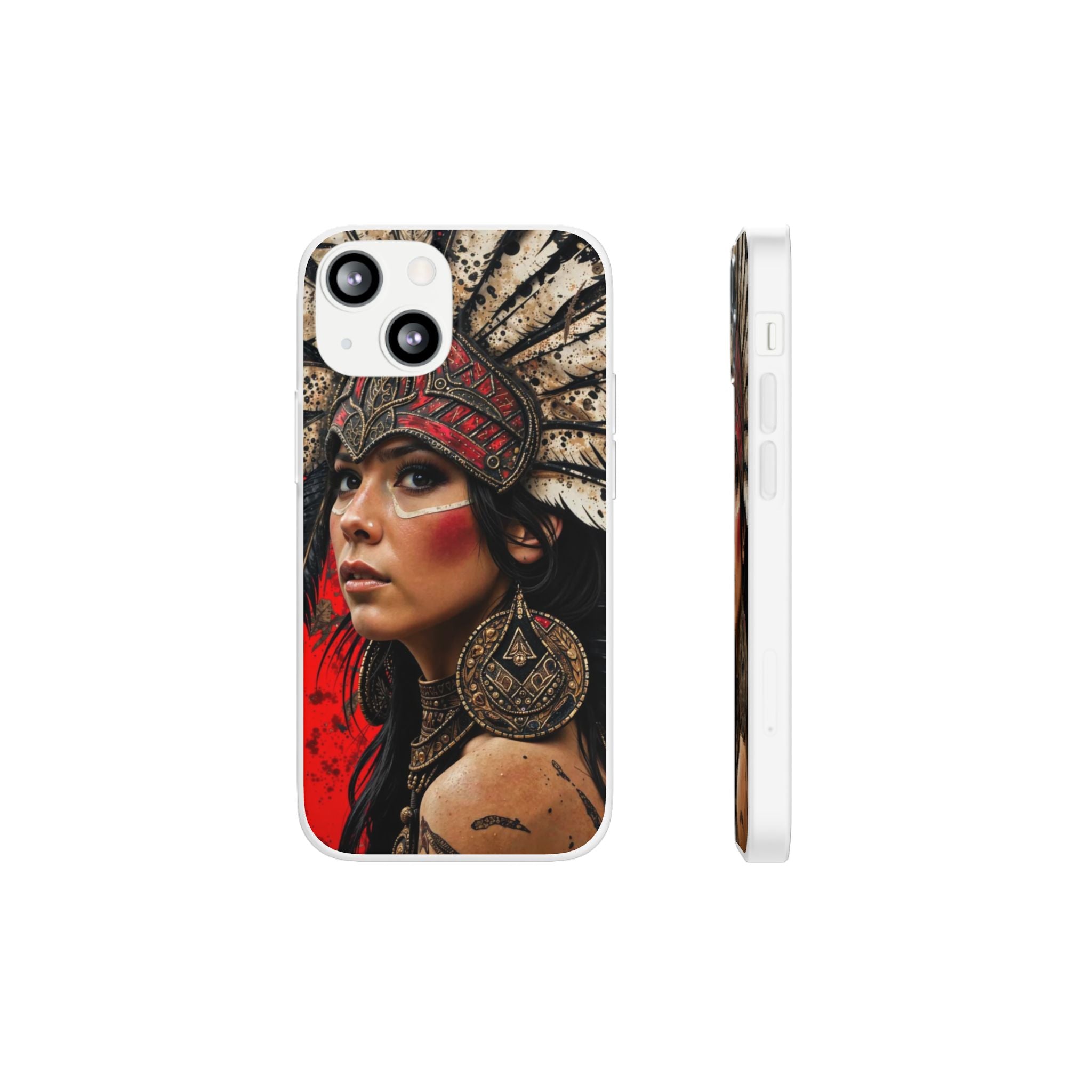 Aztec Moon Goddess – Flexi Phone Case (iPhone & Samsung • Clear TPU • Made in USA • Personalized Option)