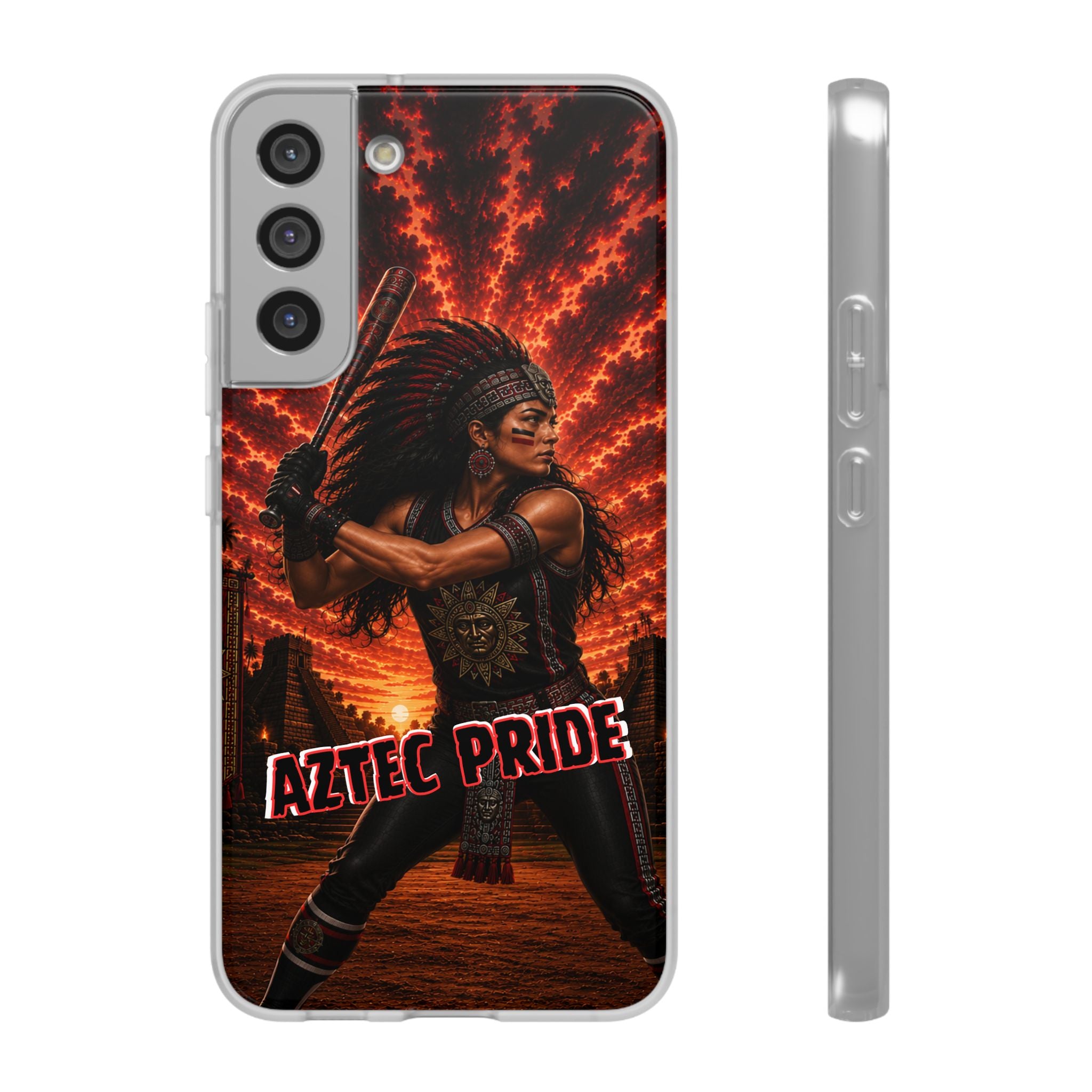 Aztec Softball Warrior – Flexi Phone Case (iPhone & Samsung • Clear TPU • Made & Shipped in the USA • 🚚 FREE USA Shipping • Personalized Option)