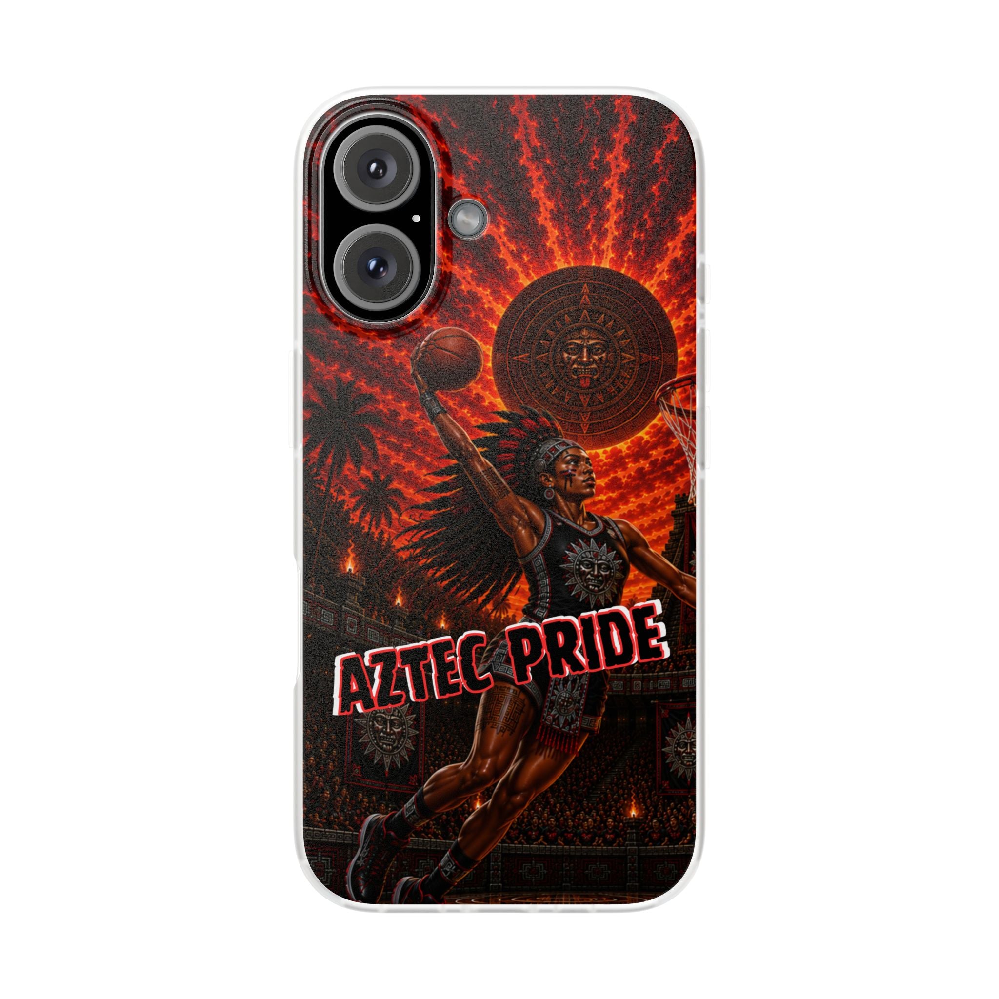 Aztec Basketball Female Warrior – Flexi Phone Case (iPhone & Samsung • Clear TPU • Made & Shipped in the USA • 🚚 FREE USA Shipping • Personalized Option)