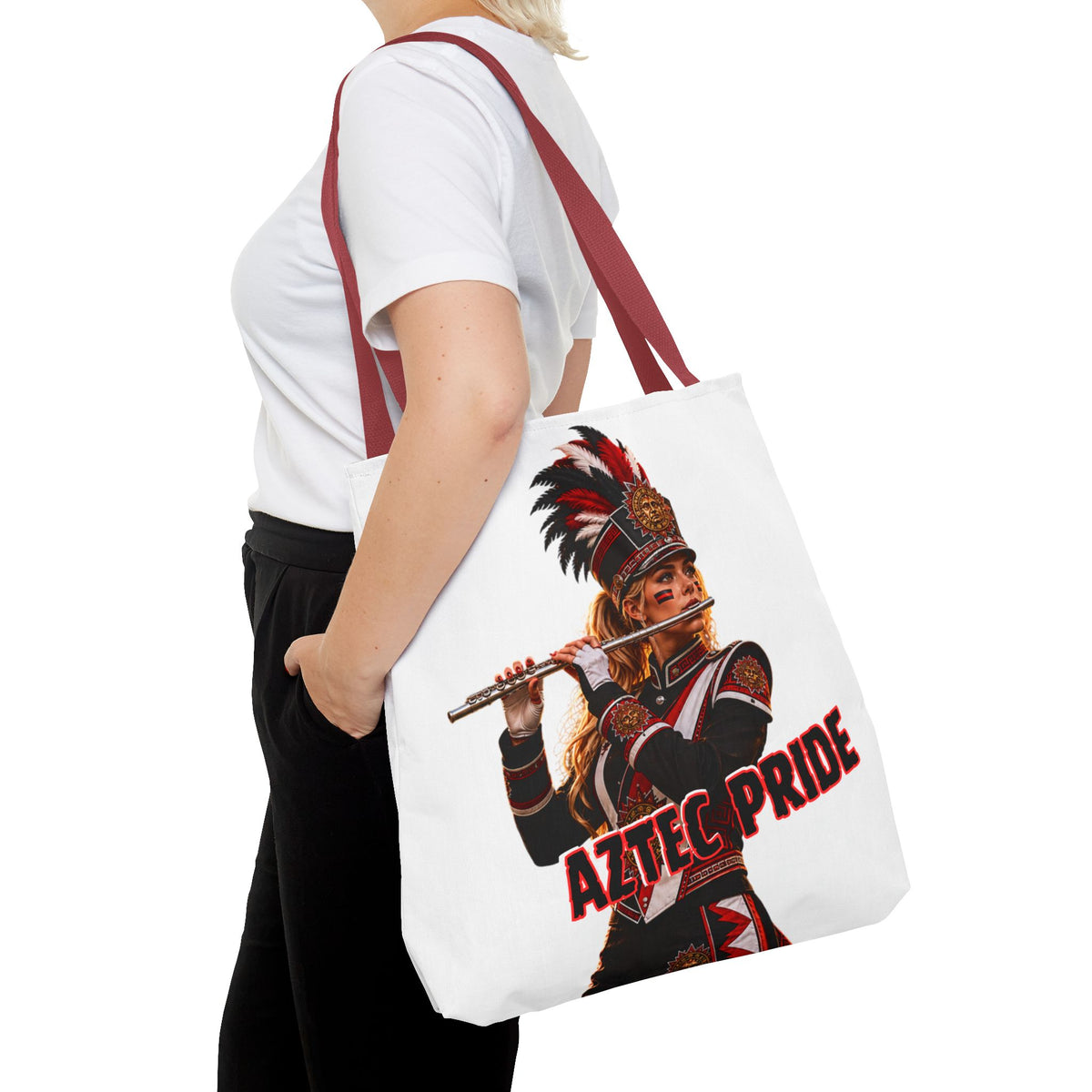Aztec Band Warrior Tote Bag | Aztec-Inspired AI Art • Made & Shipped in the USA • 🚚 FREE USA Shipping • FREE Personalization