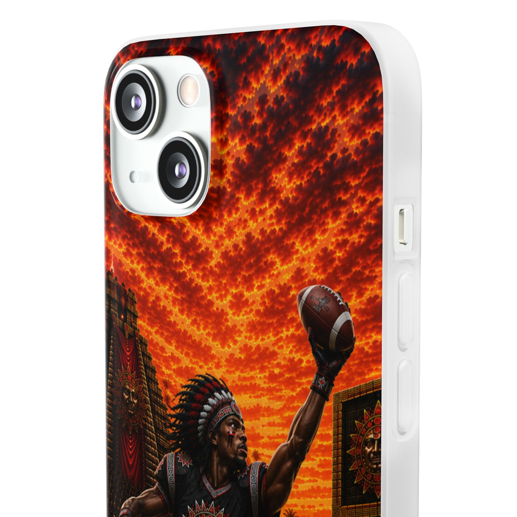 Aztec Football Warrior – Flexi Phone Case (iPhone & Samsung • Clear TPU • Made & Shipped in the USA • 🚚 FREE USA Shipping • Personalized Option)