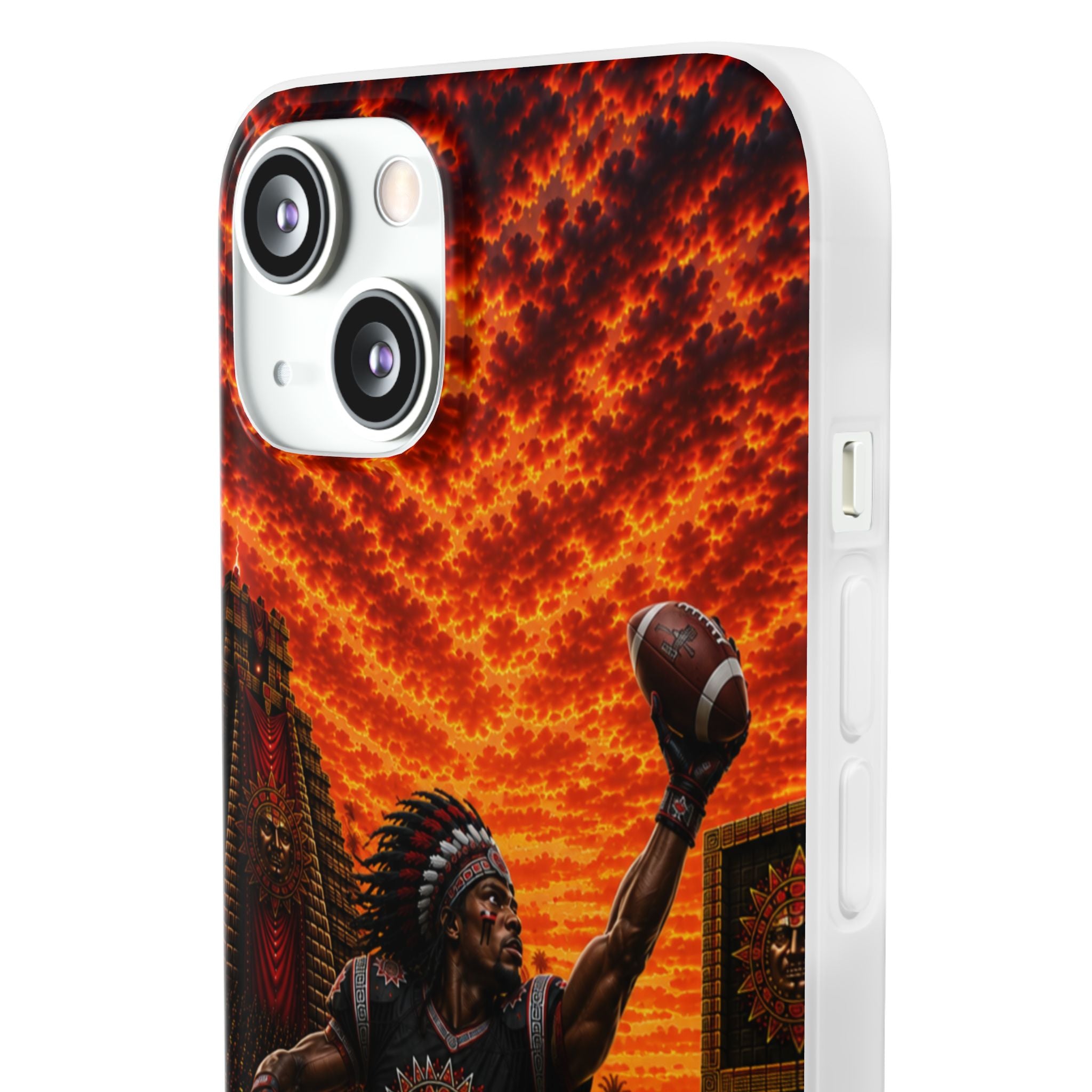 Aztec Football Warrior – Flexi Phone Case (iPhone & Samsung • Clear TPU • Made & Shipped in the USA • 🚚 FREE USA Shipping • Personalized Option)