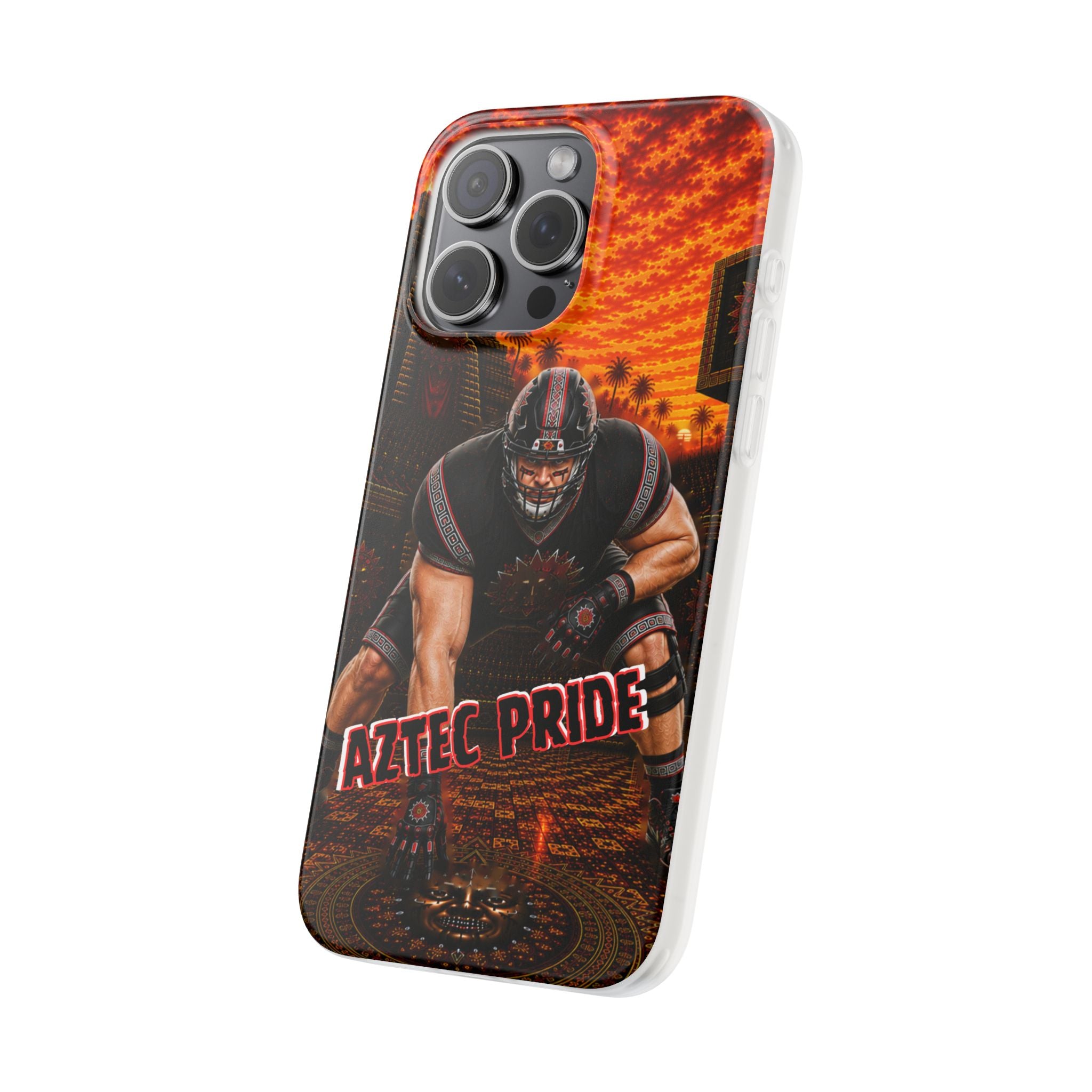 Aztec Football Warrior – Flexi Phone Case (iPhone & Samsung • Clear TPU • Made & Shipped in the USA • 🚚 FREE USA Shipping • Personalized Option)