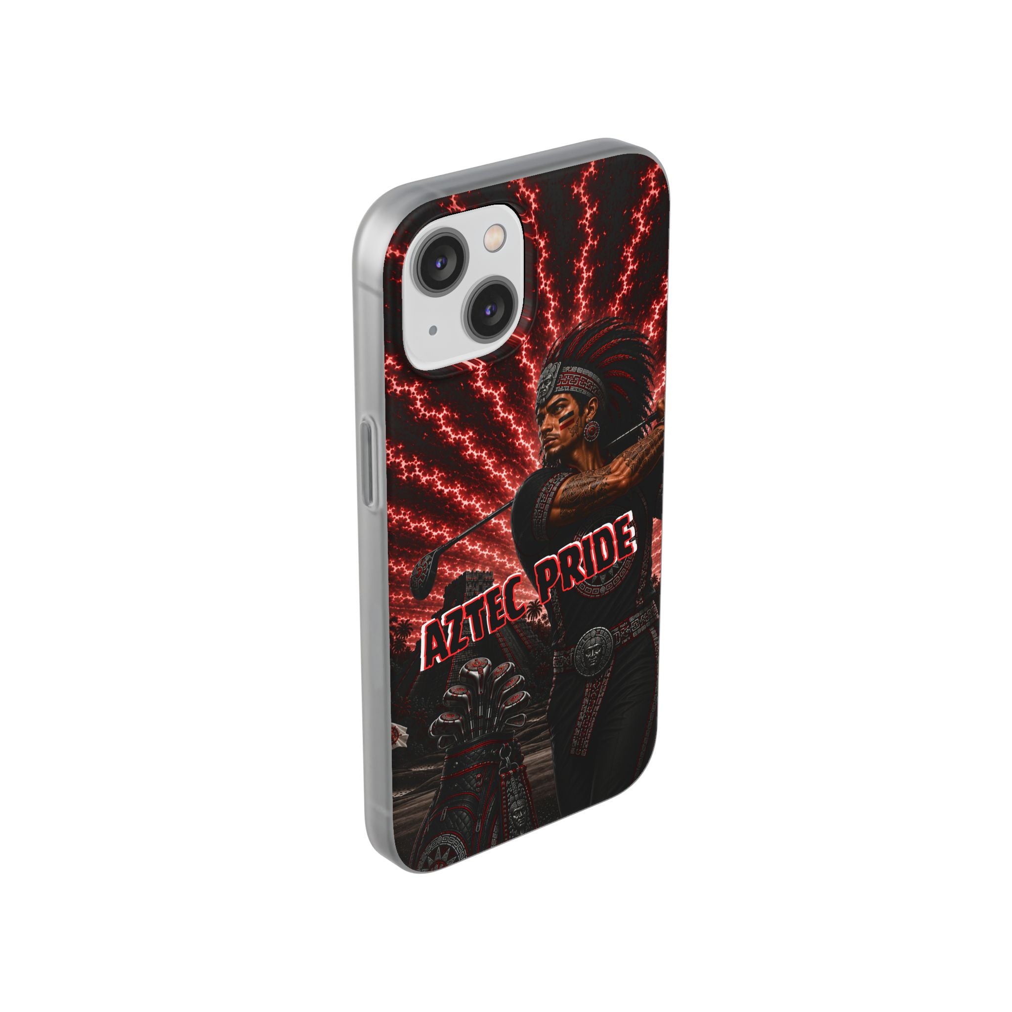 Aztec Golf Male Warrior – Flexi Phone Case (iPhone & Samsung • Clear TPU • Made & Shipped in the USA • 🚚 FREE USA Shipping • Personalized Option)