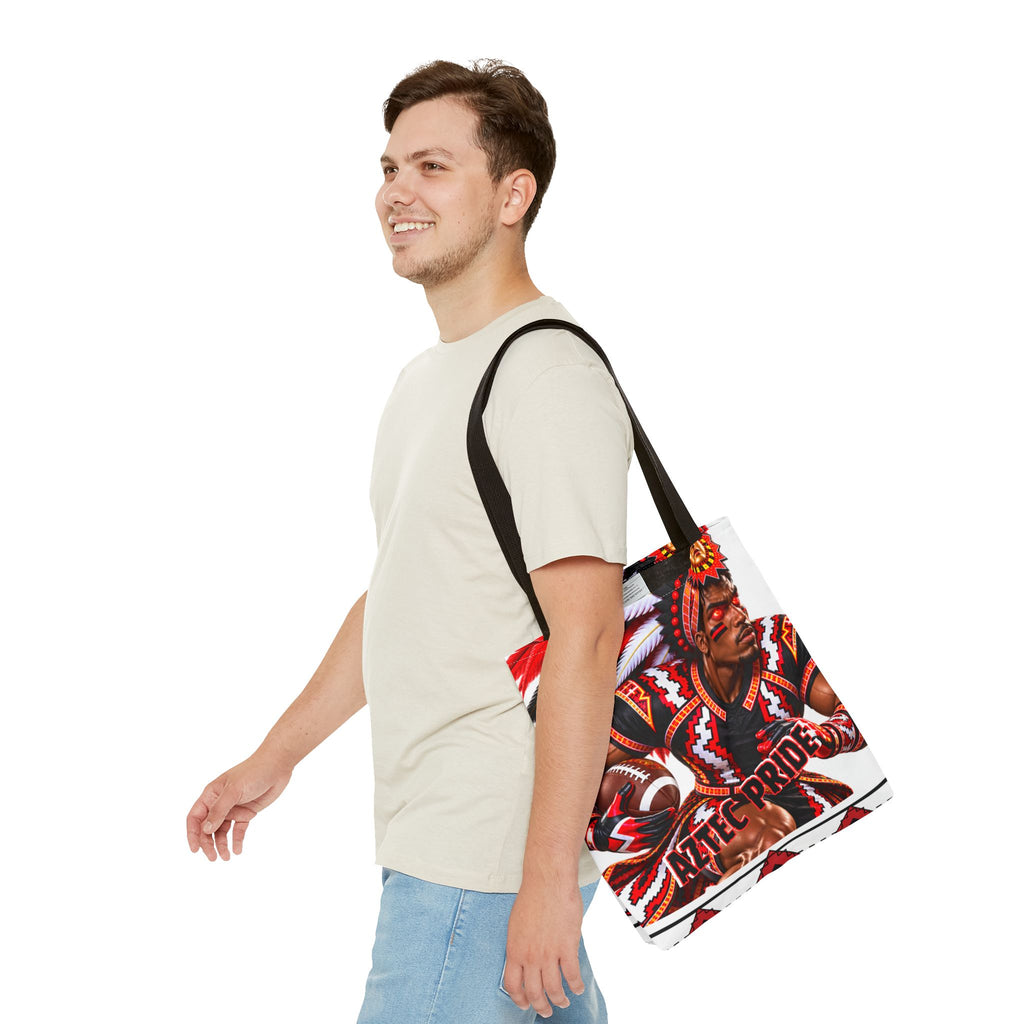 Aztec Football RB Warrior Tote Bag | Aztec-Inspired AI Art • Made & Shipped in the USA • 🚚 FREE USA Shipping • FREE Personalization