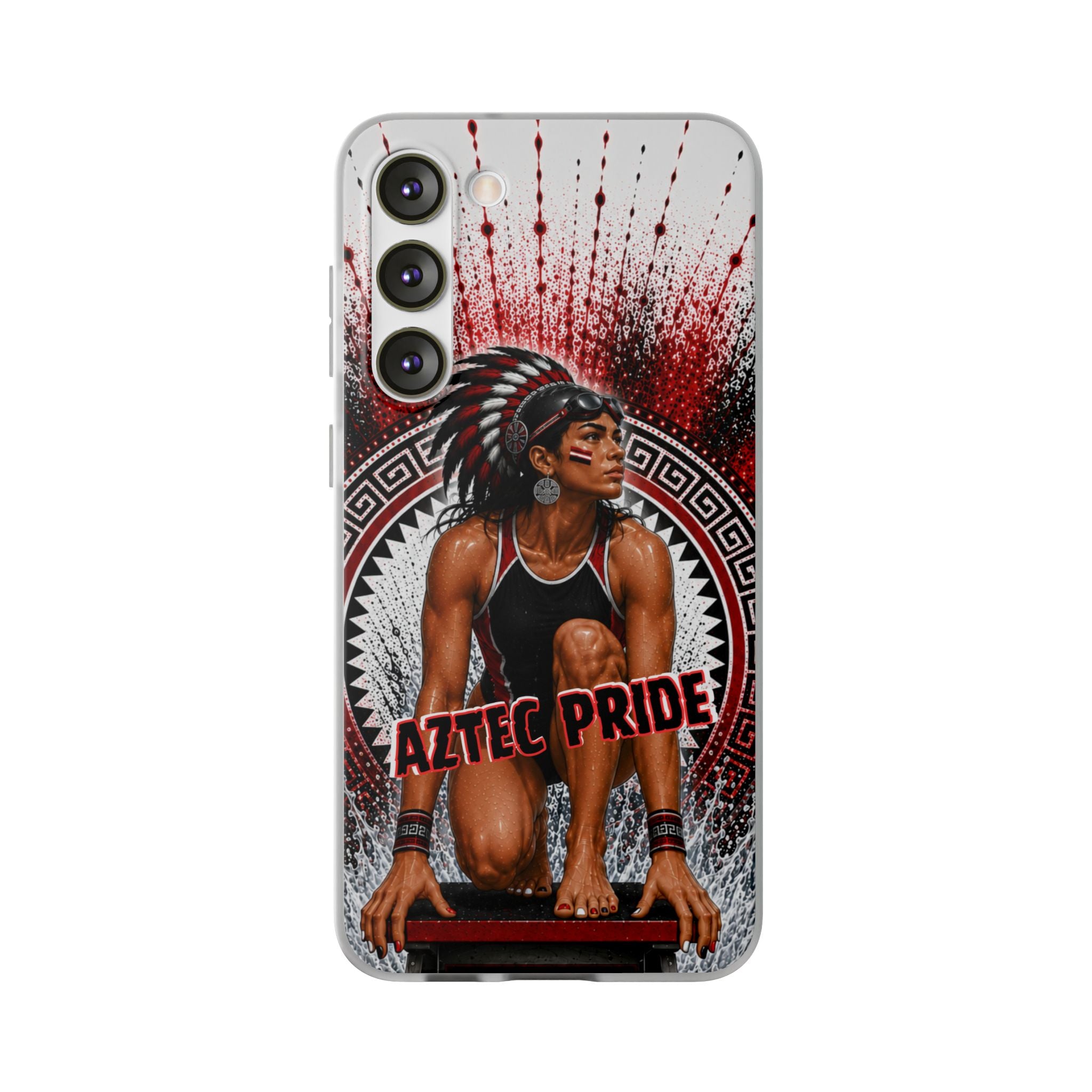 Aztec Swim & Dive Warrior – Flexi Phone Case (iPhone & Samsung • Clear TPU • Made & Shipped in the USA • 🚚 FREE USA Shipping • Personalized Option)