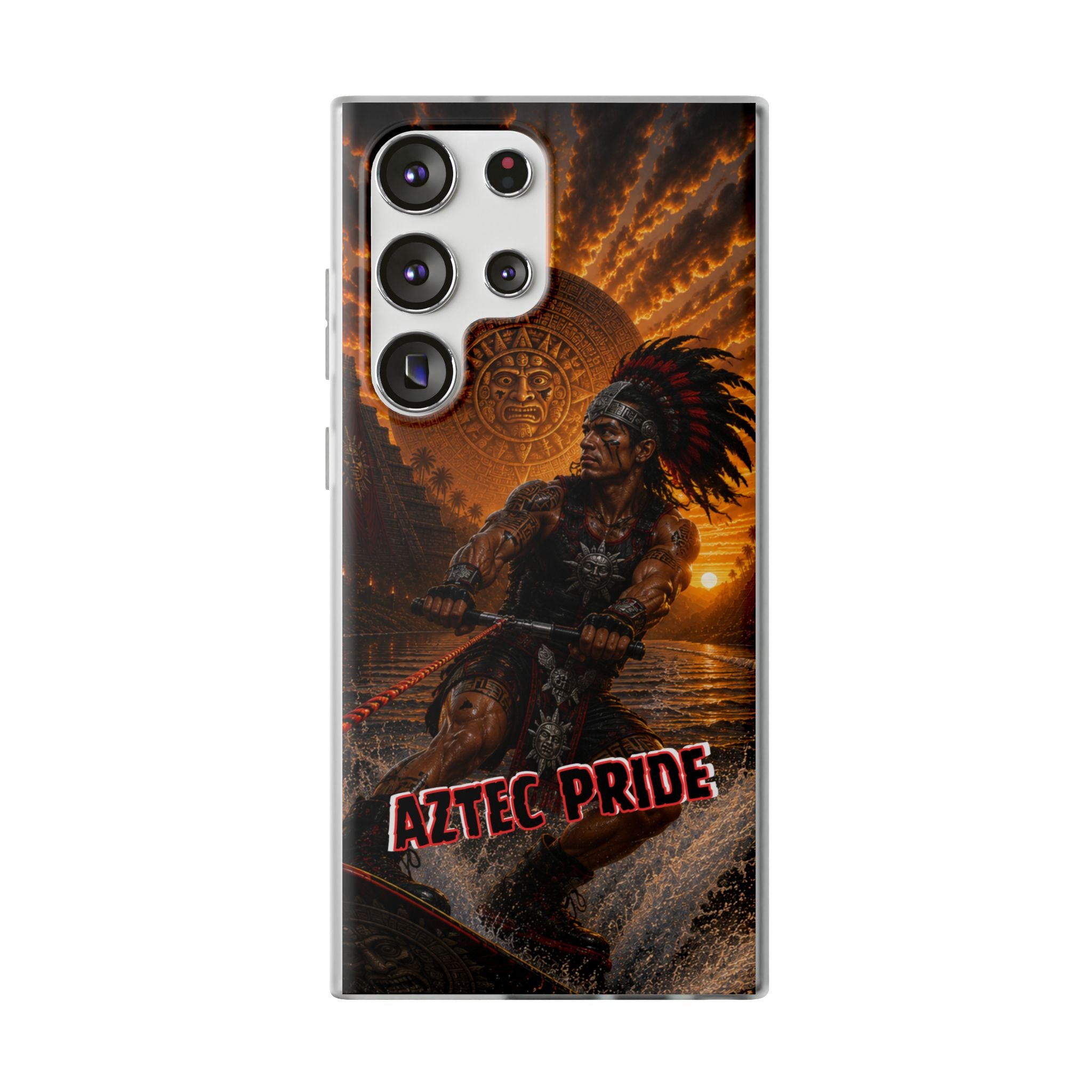 Aztec Wakeboard Male Warrior – Flexi Phone Case (iPhone & Samsung • Clear TPU • Made & Shipped in the USA • 🚚 FREE USA Shipping • Personalized Option)
