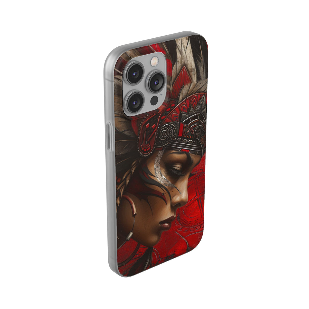 Aztec Sun Goddess – Flexi Phone Case (iPhone & Samsung • Clear TPU • Made in USA • Personalized Option)