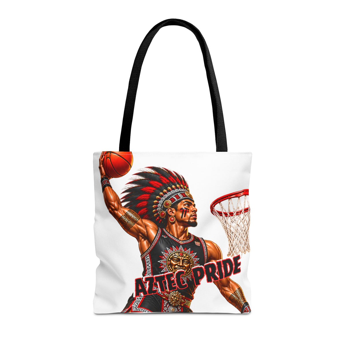 Aztec Basketball Dunk Warrior Tote Bag | Aztec-Inspired AI Art • Made & Shipped in the USA • 🚚 FREE USA Shipping • FREE Personalization