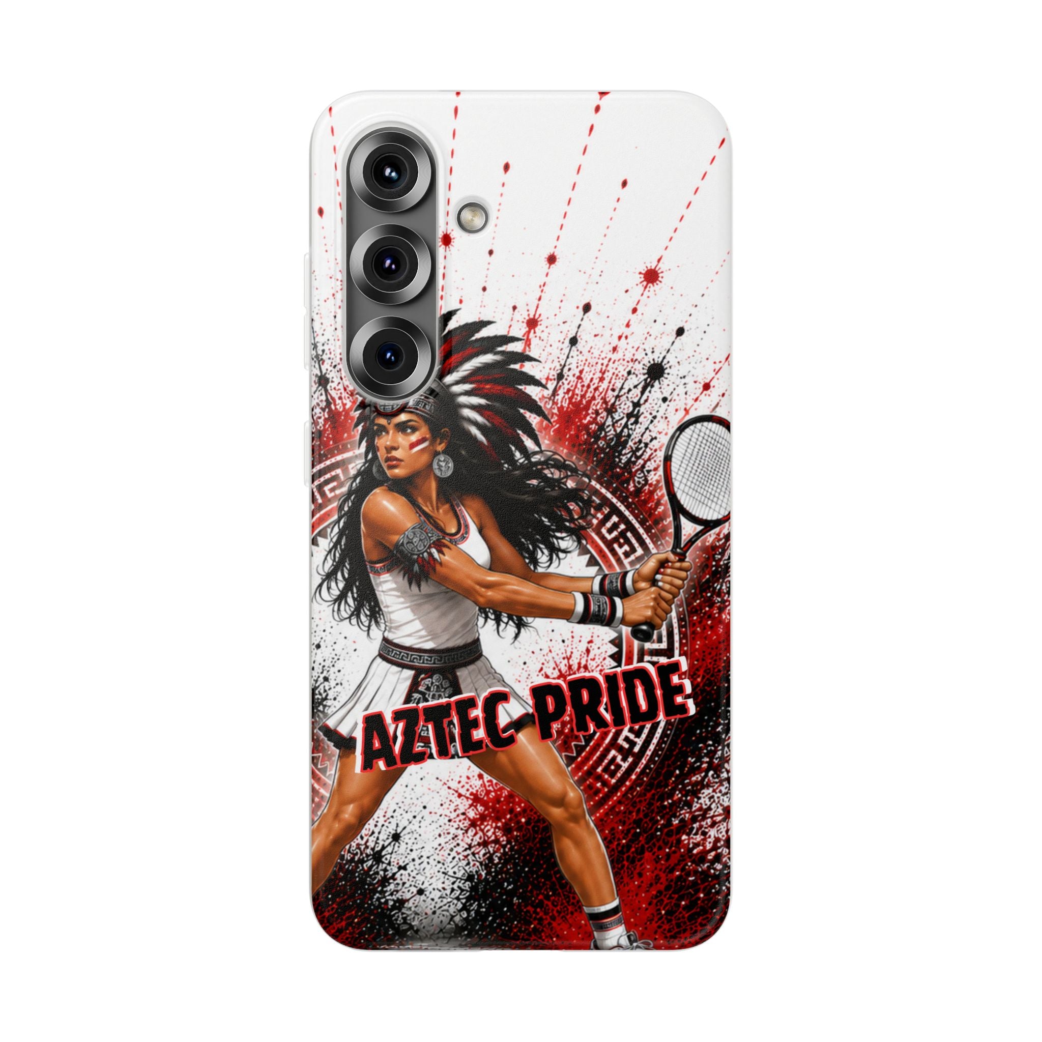 Aztec Tennis Female Warrior – Flexi Phone Case (iPhone & Samsung • Clear TPU • Made & Shipped in the USA • 🚚 FREE USA Shipping • Personalized Option)