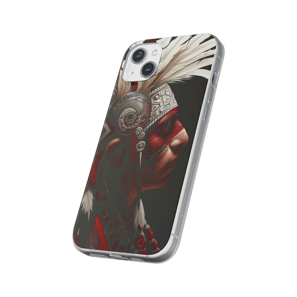 Aztec Warrior King – Flexi Phone Case (iPhone & Samsung • Clear TPU • Made in USA • Personalized Option)