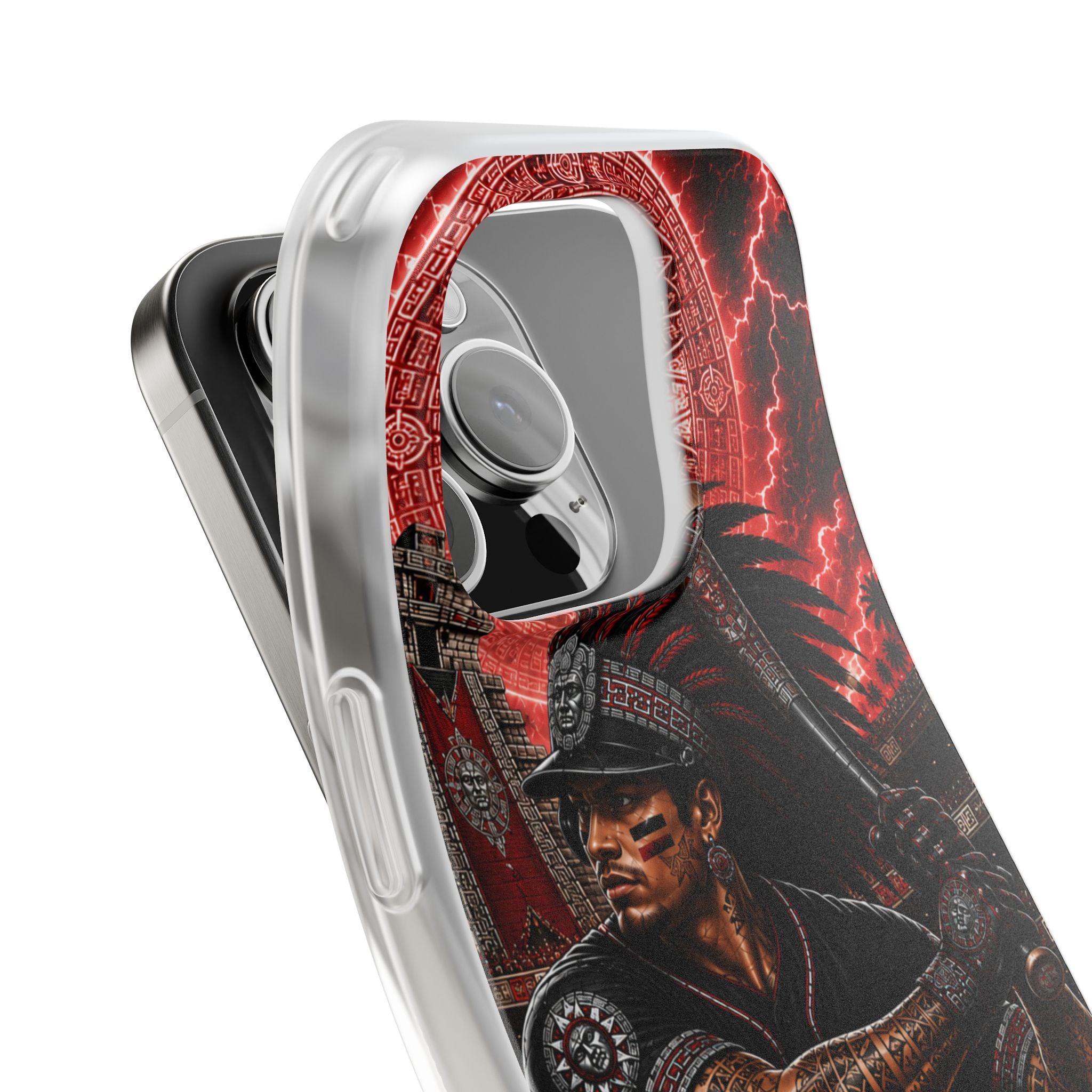 Aztec Baseball Warrior – Flexi Phone Case (iPhone & Samsung • Clear TPU • Made & Shipped in the USA • 🚚 FREE USA Shipping • Personalized Option)
