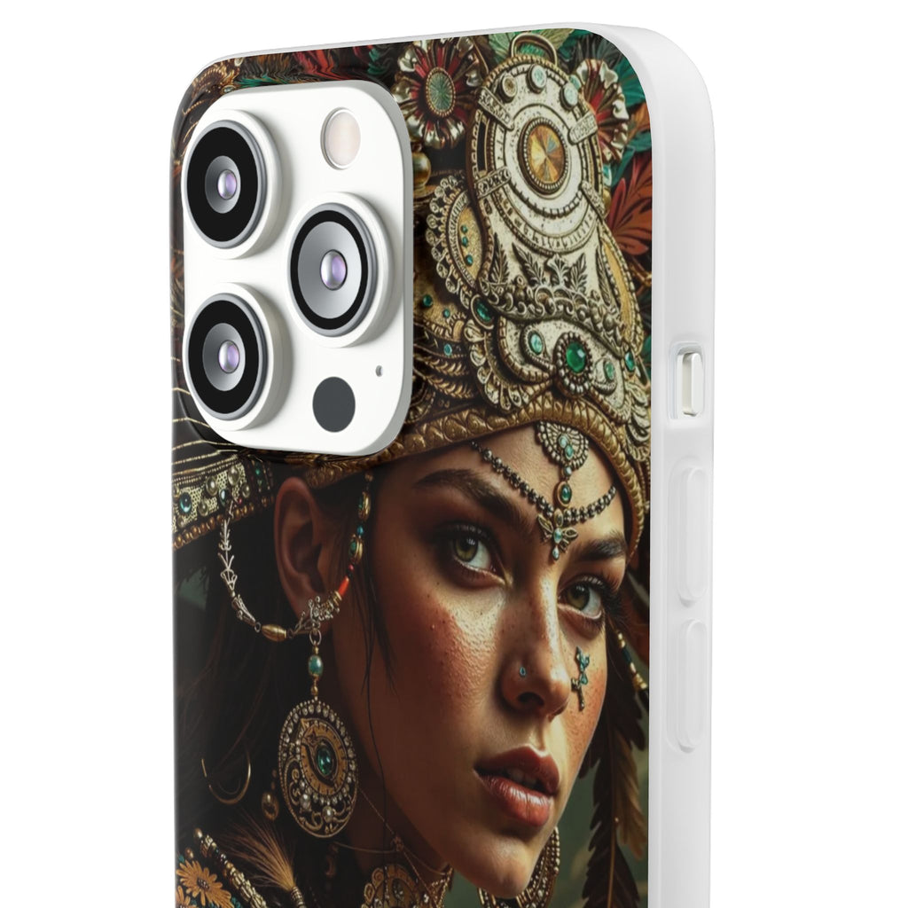 Aztec Warrior Goddess – Flexi Phone Case (iPhone & Samsung • Clear TPU • Made in USA • Personalized Option)