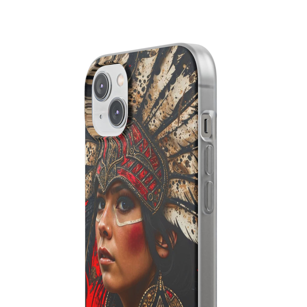 Aztec Moon Goddess – Flexi Phone Case (iPhone & Samsung • Clear TPU • Made in USA • Personalized Option)