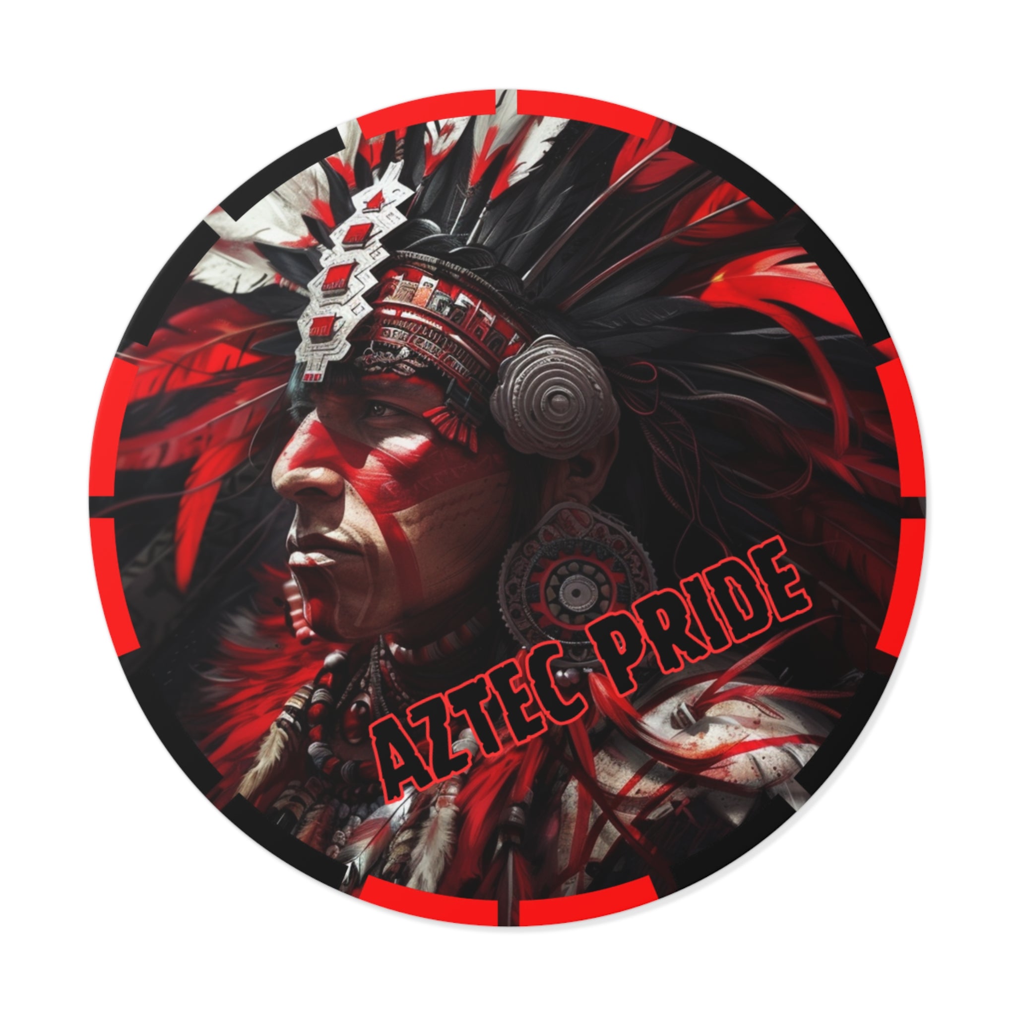 Aztec Loyal Warrior Round Vinyl Sticker - Waterproof Matte Decal (2"-6")