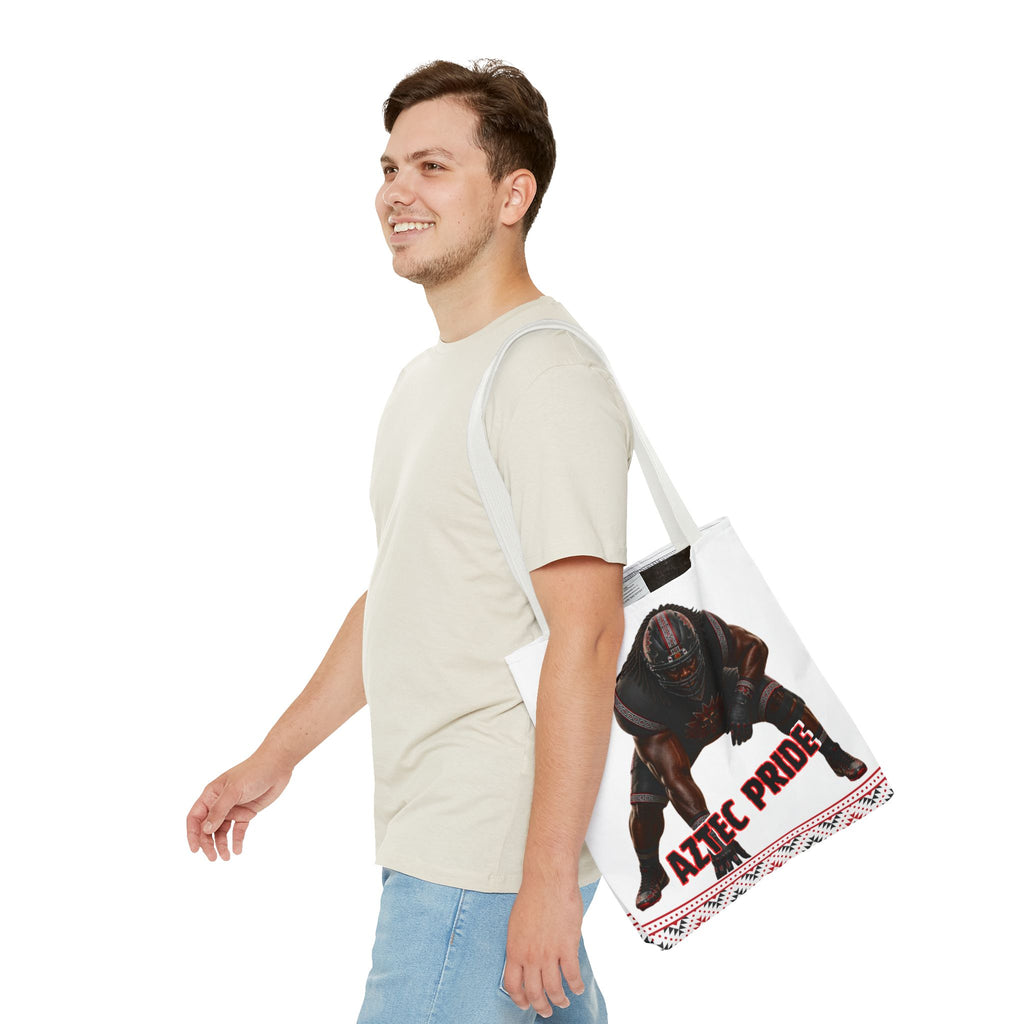 Aztec Football O-Line Warrior Tote Bag | Aztec-Inspired AI Art • Made & Shipped in the USA • 🚚 FREE USA Shipping • FREE Personalization