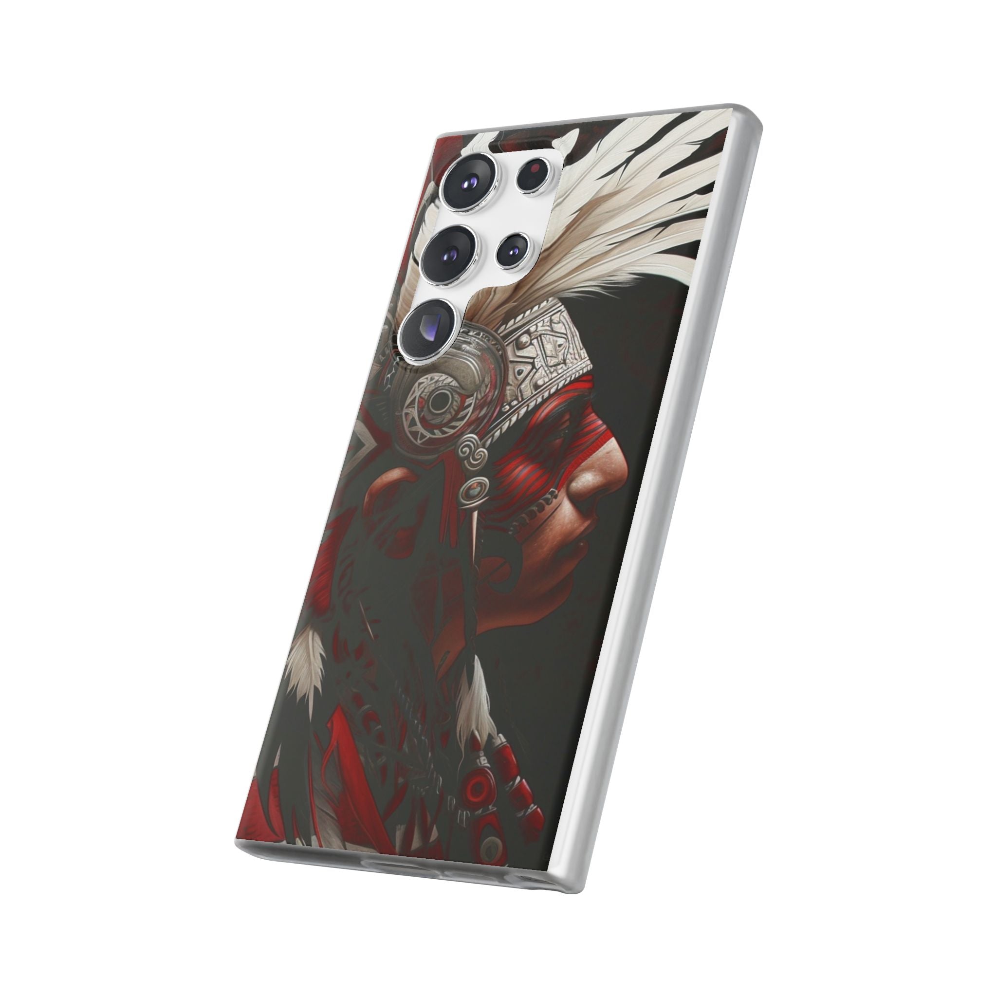 Aztec Warrior King – Flexi Phone Case (iPhone & Samsung • Clear TPU • Made in USA • Personalized Option)