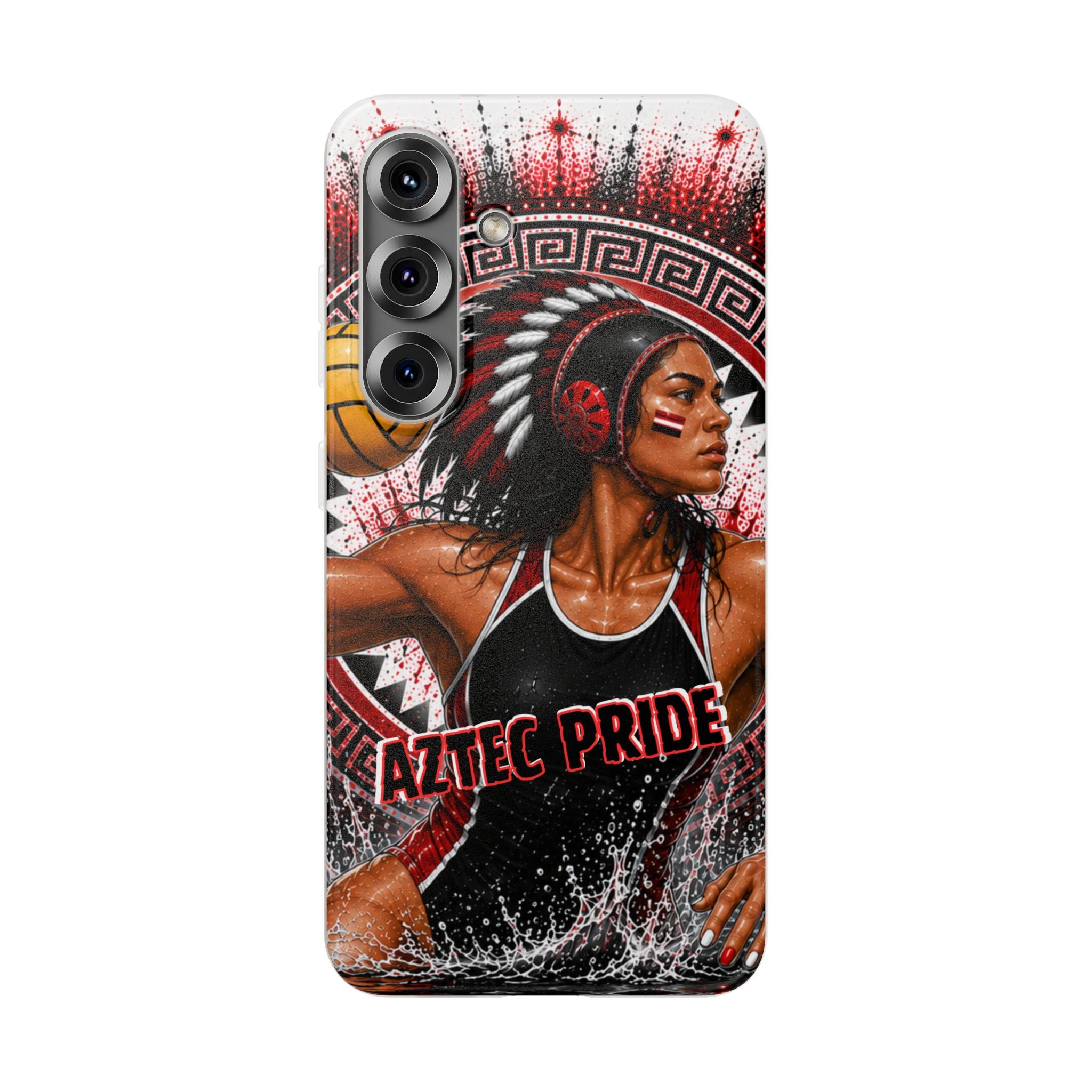 Aztec Water Polo Warrior – Flexi Phone Case (iPhone & Samsung • Clear TPU • Made in USA • Personalized Option)
