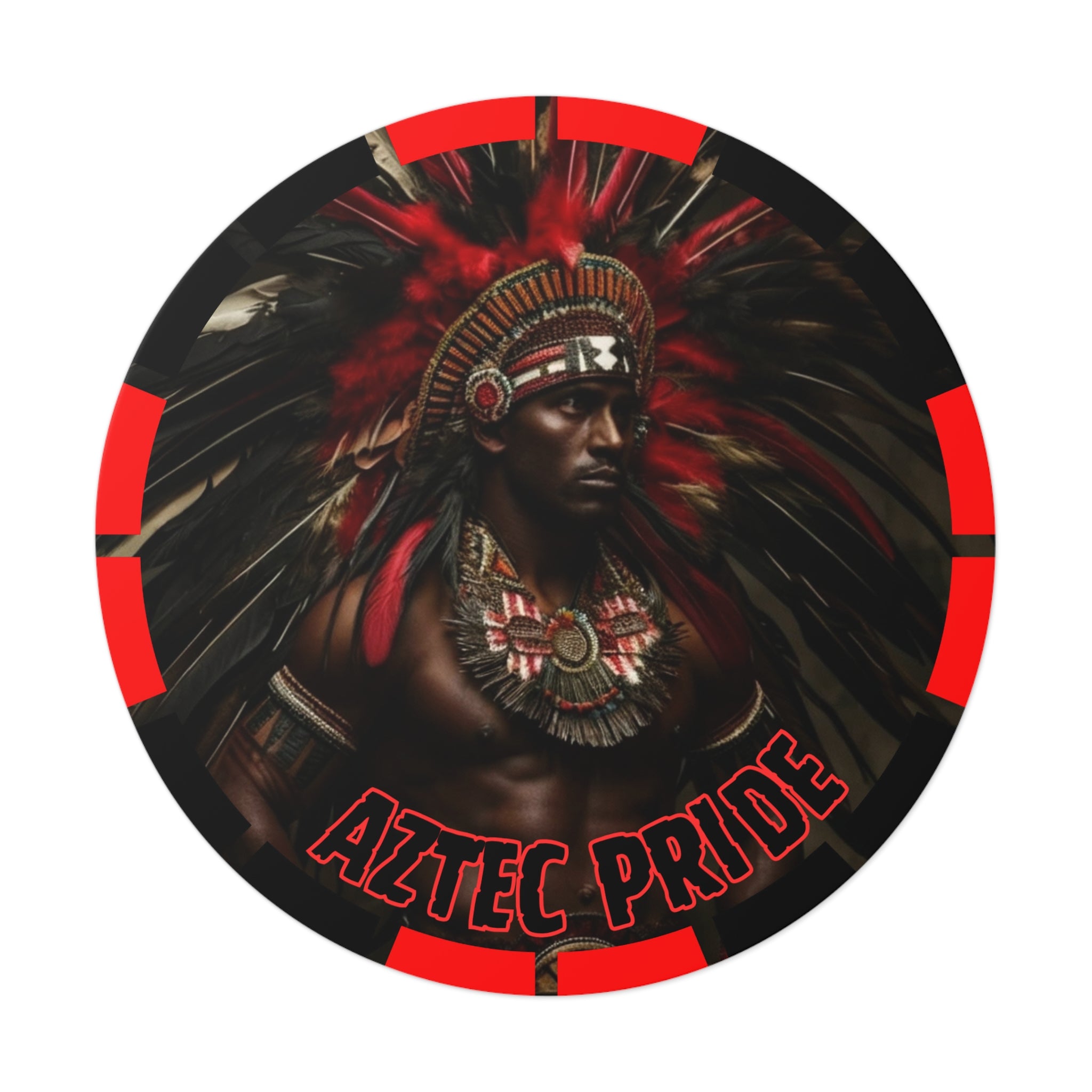 Aztec Panther Warrior Round Vinyl Sticker – Waterproof Matte Decal (2”–6”)