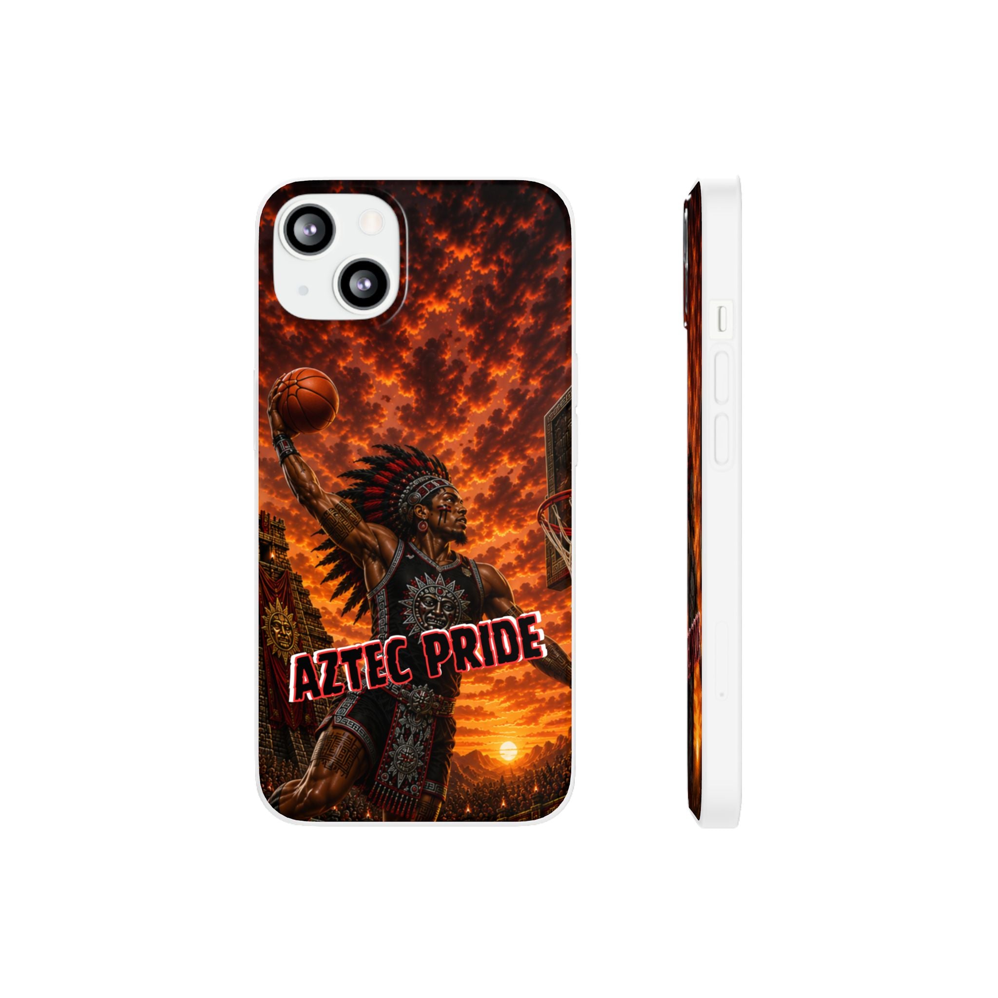 Aztec Basketball Male Warrior – Flexi Phone Case (iPhone & Samsung • Clear TPU • Made & Shipped in the USA • 🚚 FREE USA Shipping • Personalized Option)