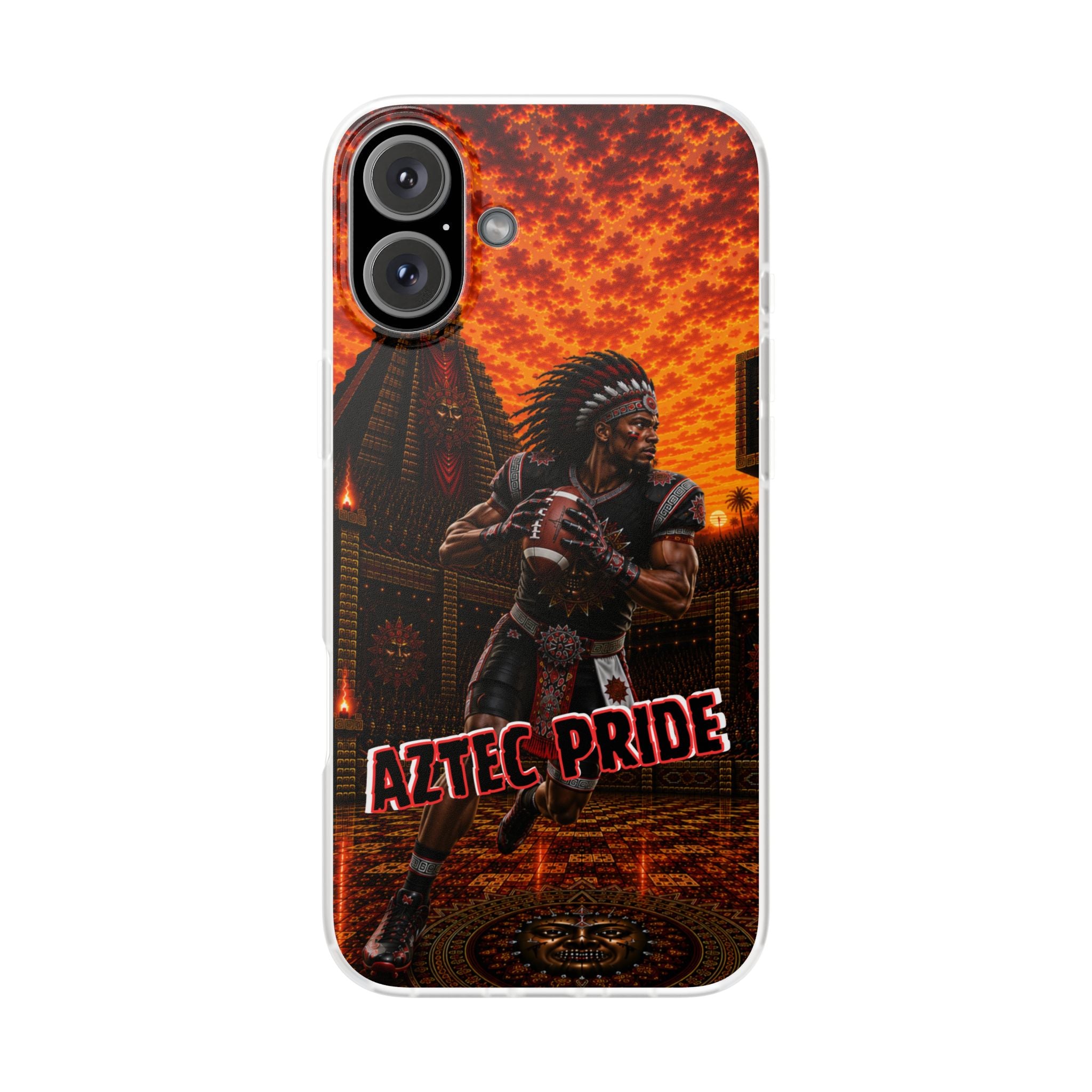 Aztec Football Warrior – Flexi Phone Case (iPhone & Samsung • Clear TPU • Made & Shipped in the USA • 🚚 FREE USA Shipping • Personalized Option)
