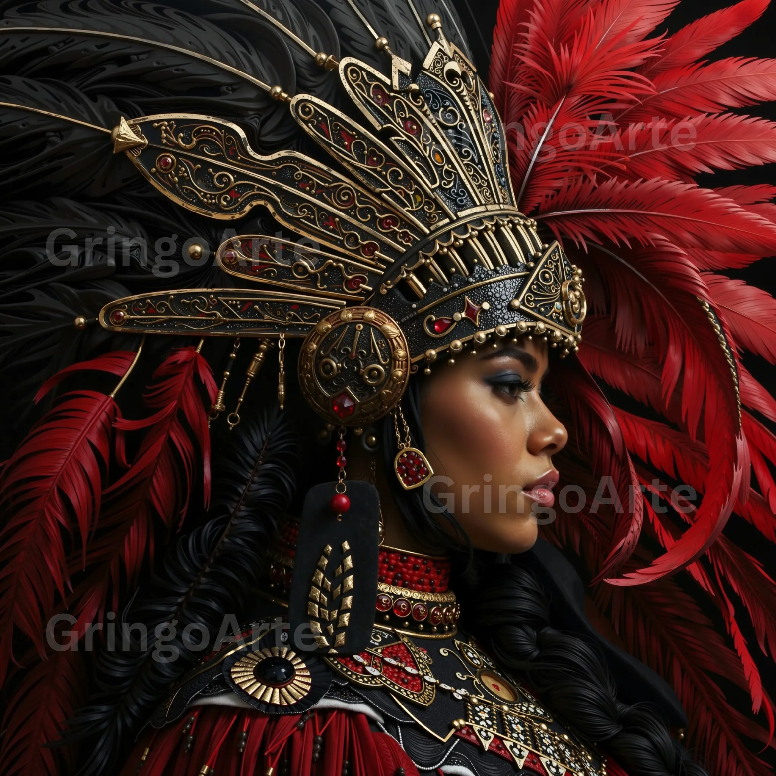 Aztec Lioness Queen – Digital Art Print Pack